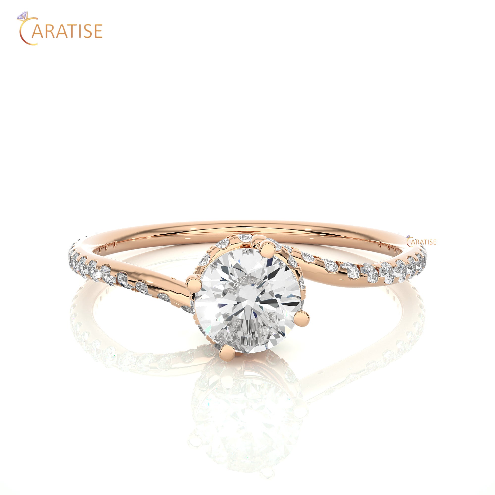 0.84 TDW Round Cut Engagement Moissanite Diamond Ring 925 Silver