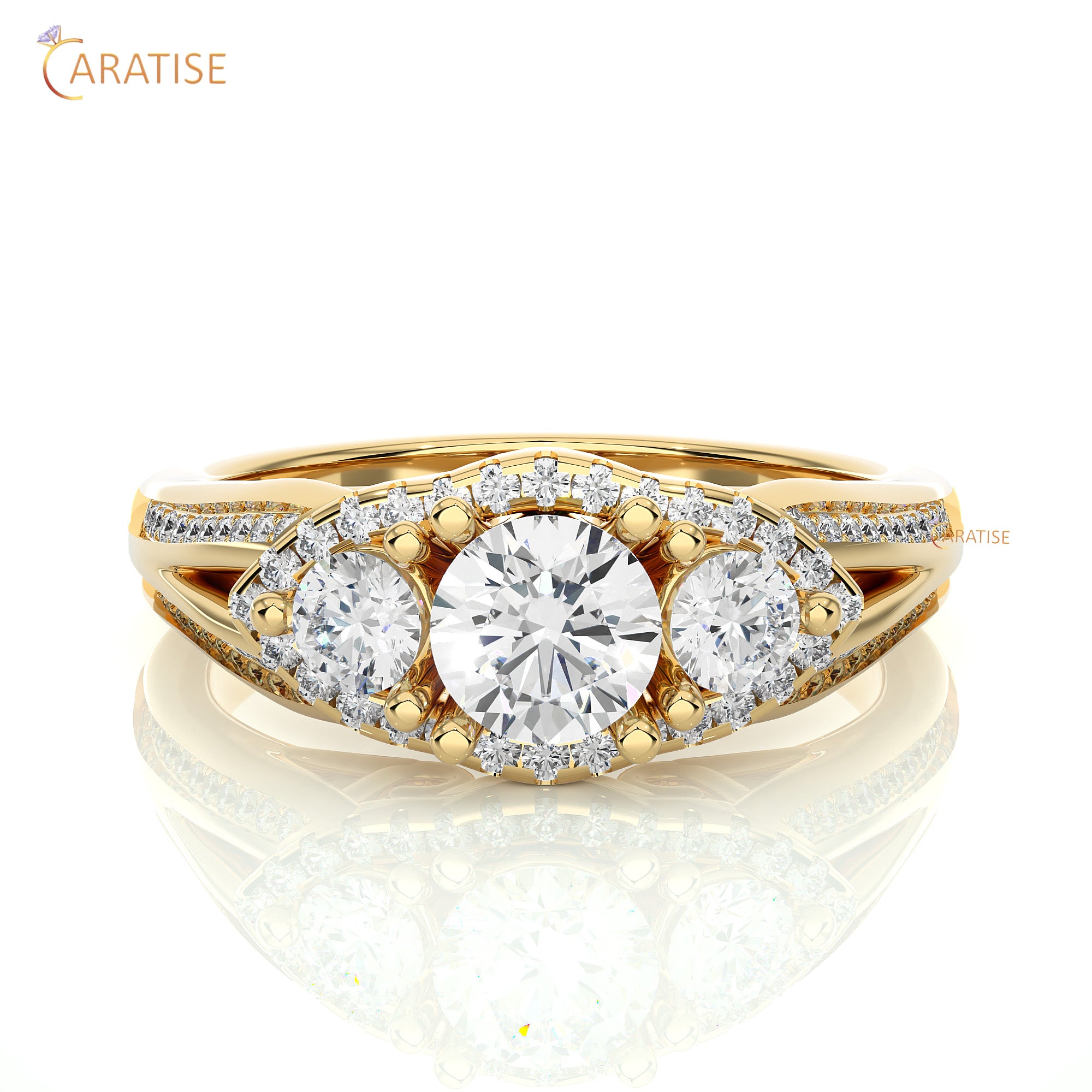 1.14 TDW Round Cut Engagement Moissanite Diamond Ring 925 Silver