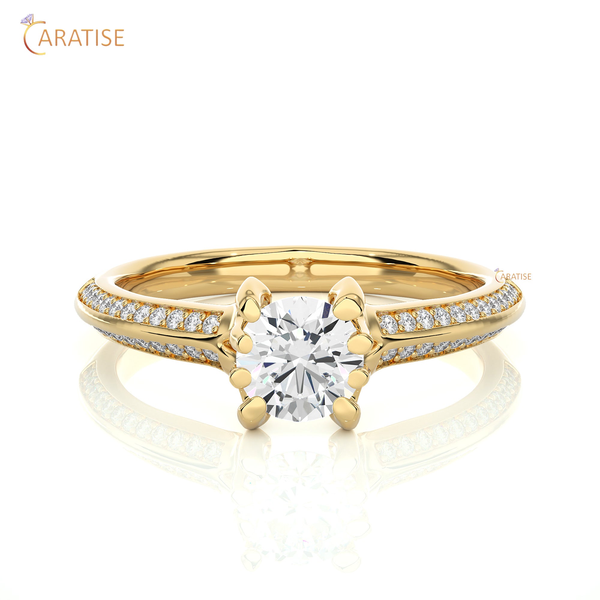 0.86 TDW Round Cut Engagement Moissanite Diamond Ring 925 Silver