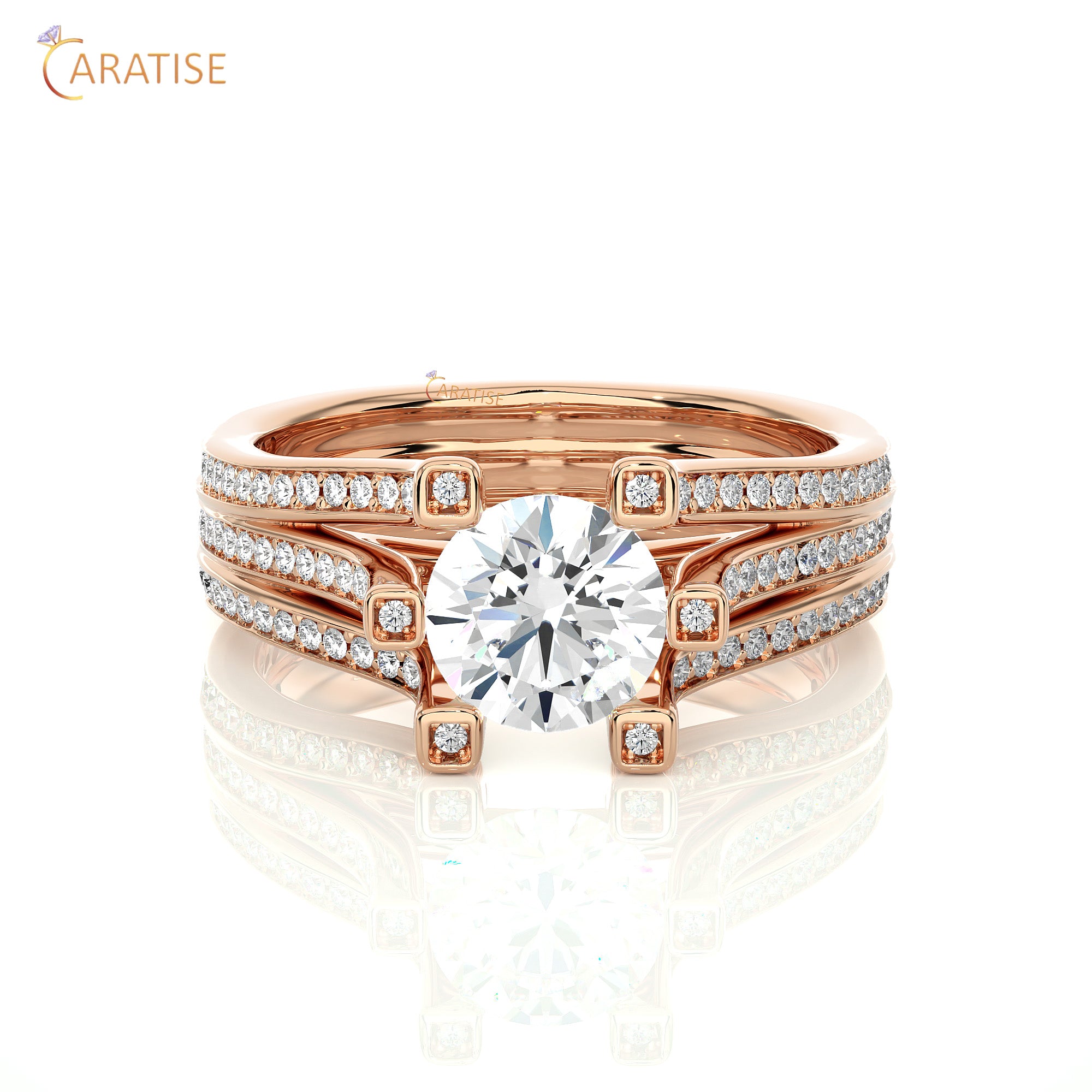 1.48 TDW Round Cut Moissanite Diamond Halo Ring 925 Silver