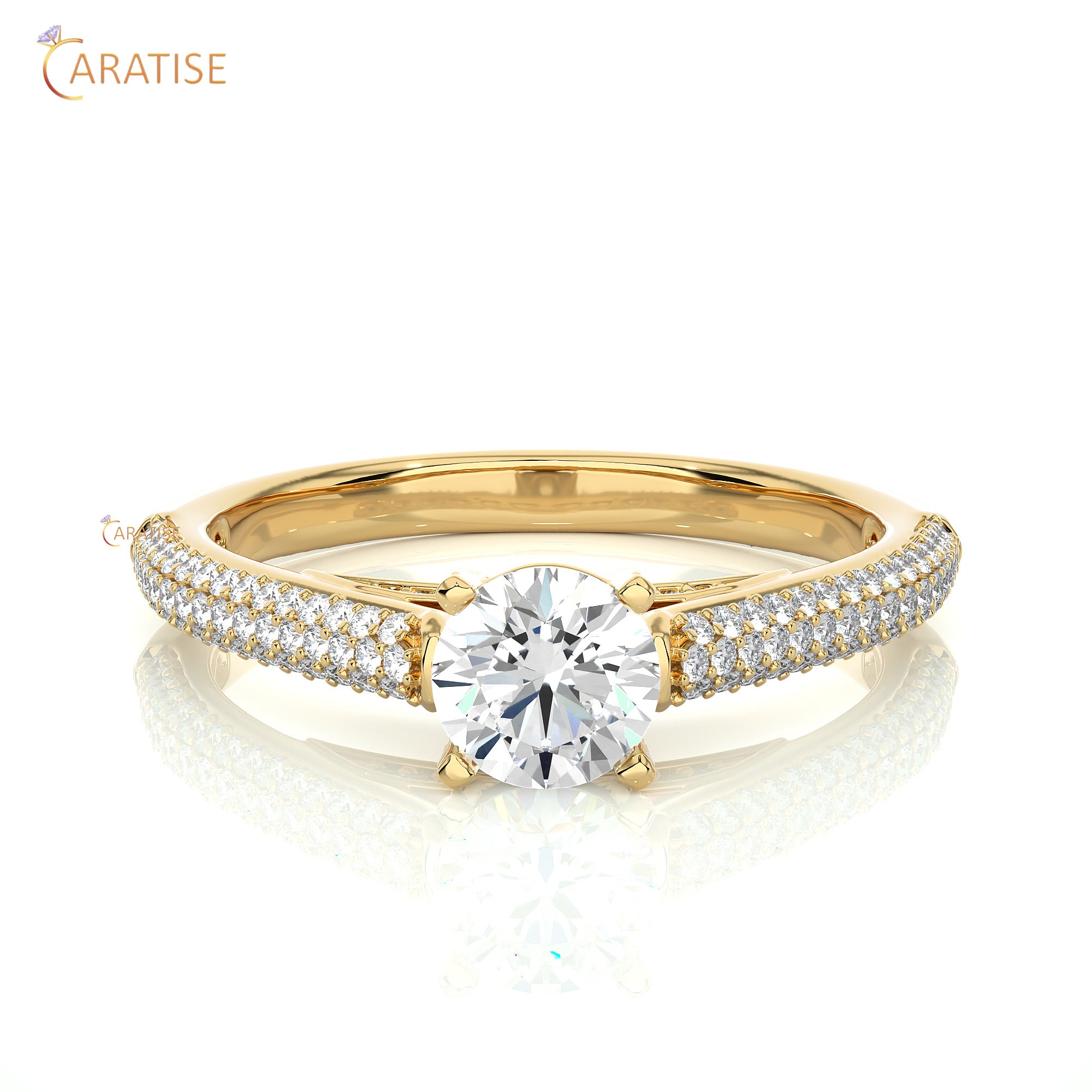 0.95 TDW Round Cut Engagement Moissanite Diamond Ring 925 Silver