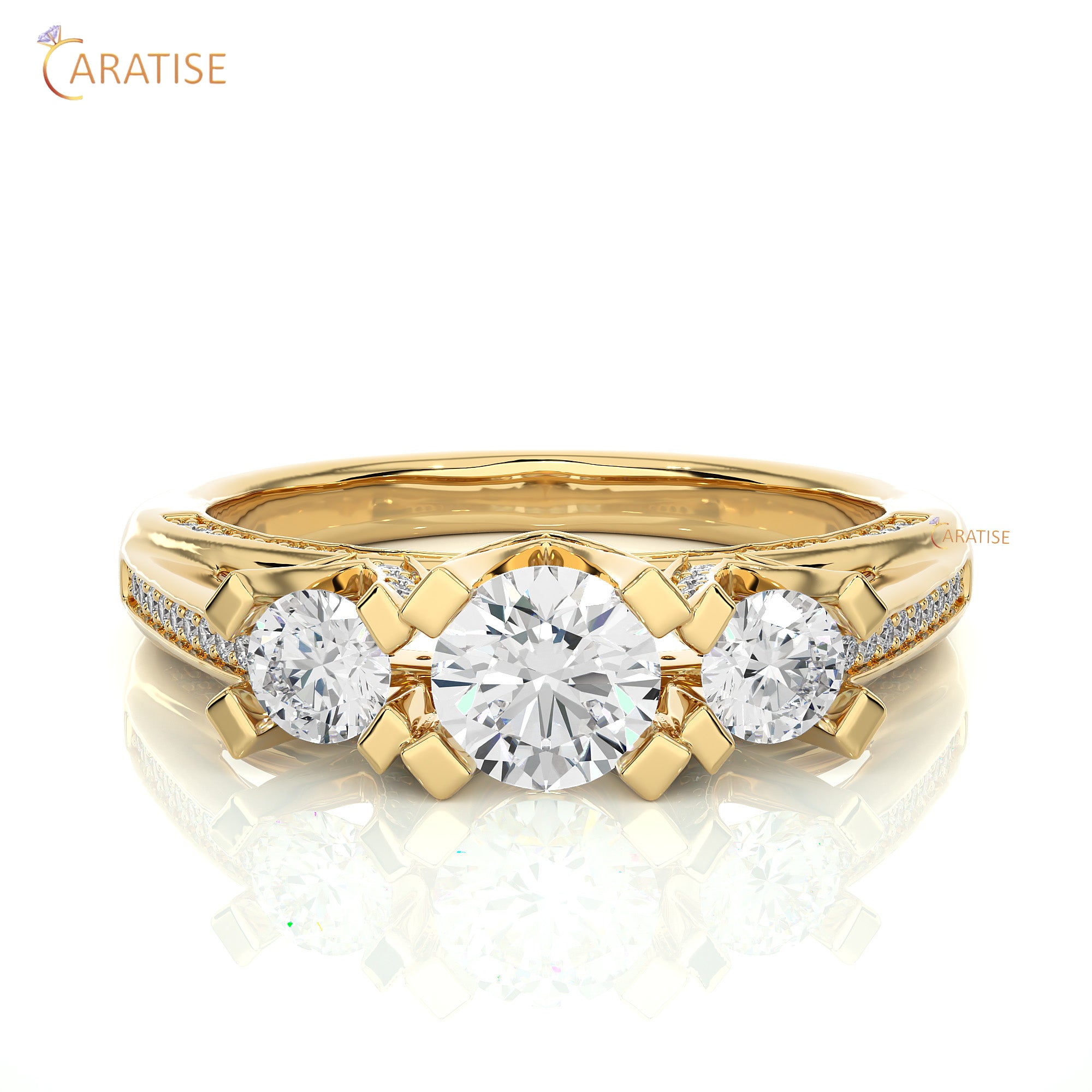 1.20 TDW Round Cut Engagement Moissanite Diamond Ring 925 Silver