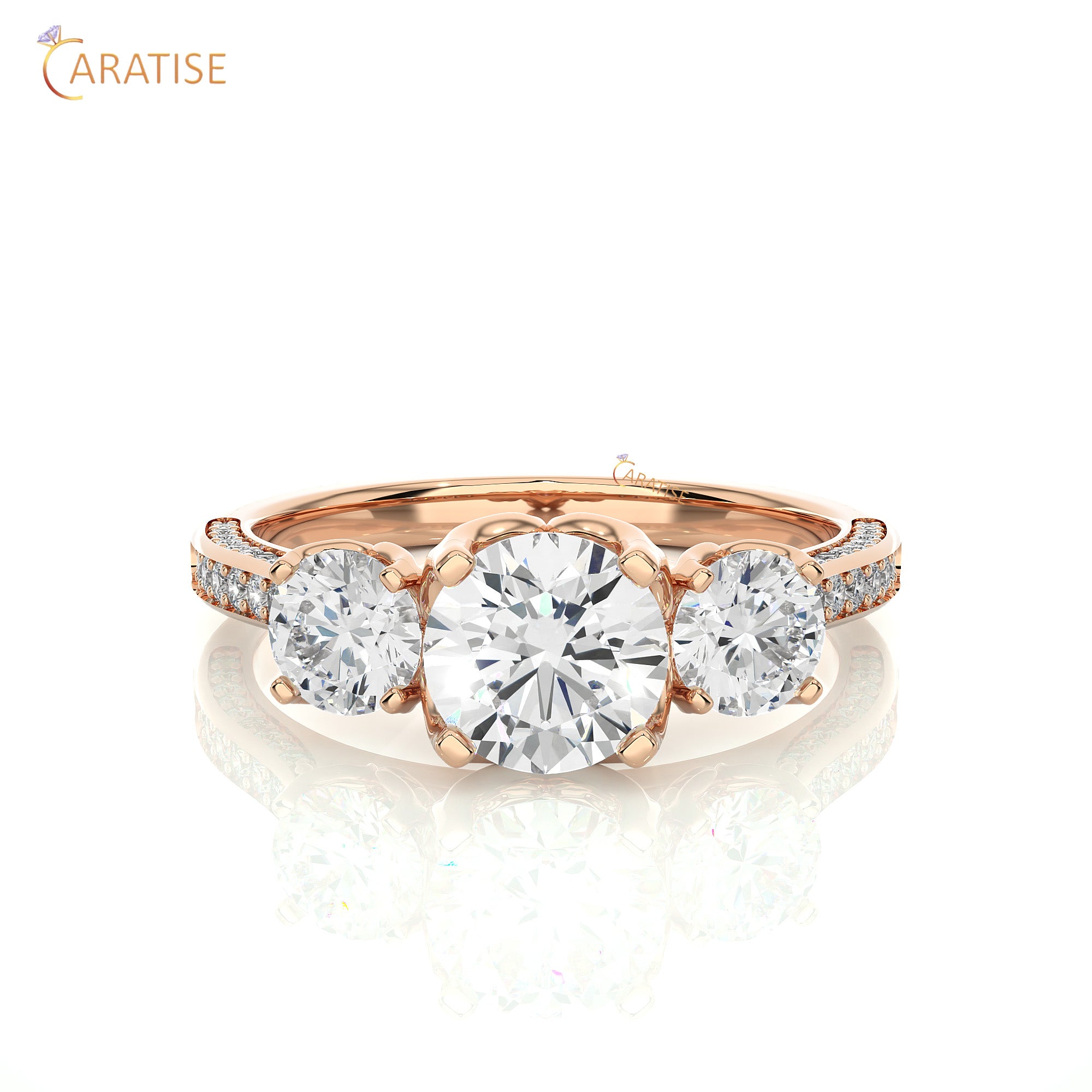 1.90 TDW Round Cut Engagement Moissanite Diamond Ring 925 Silver