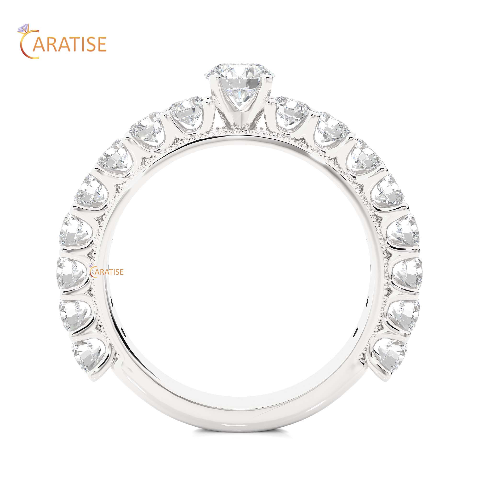 2.53 TDW Round Cut Engagement Moissanite Diamond Ring 925 Silver