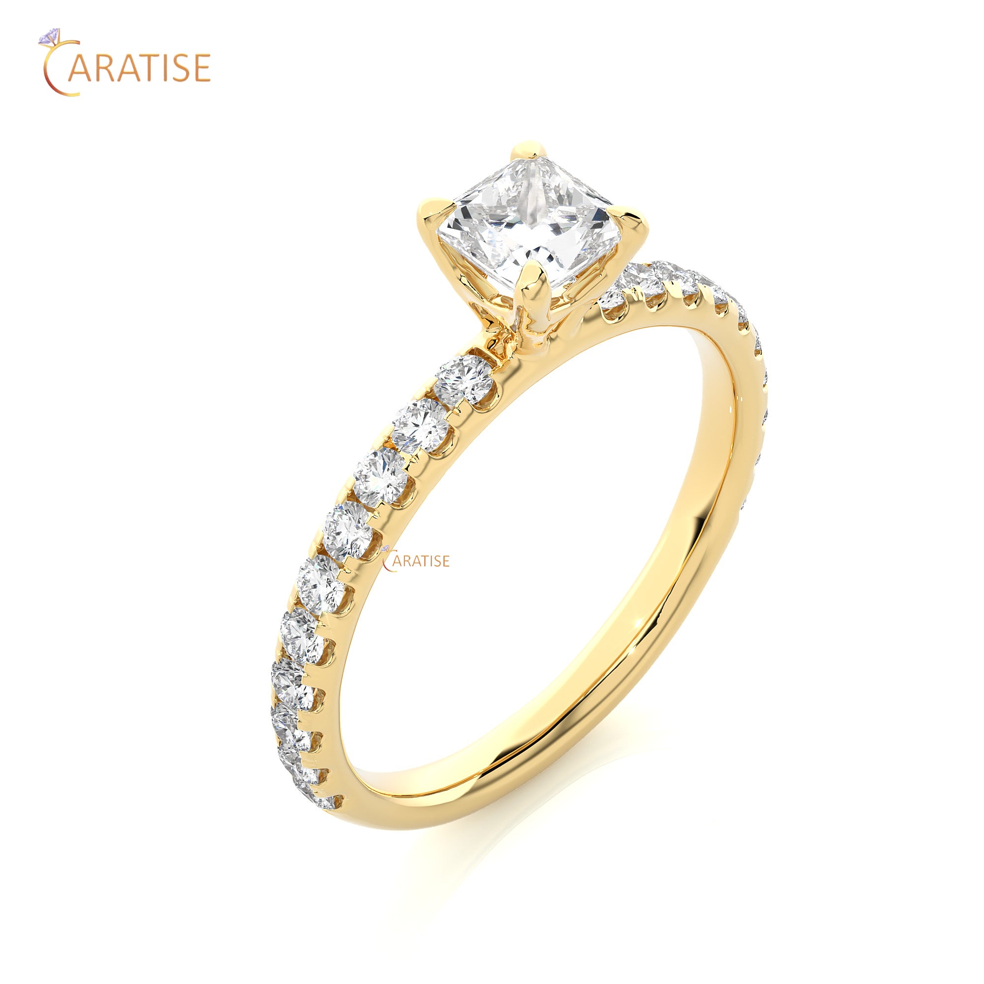 1.01 TDW Round & Princess Cut Engagement Moissanite Diamond Ring 925 Silver