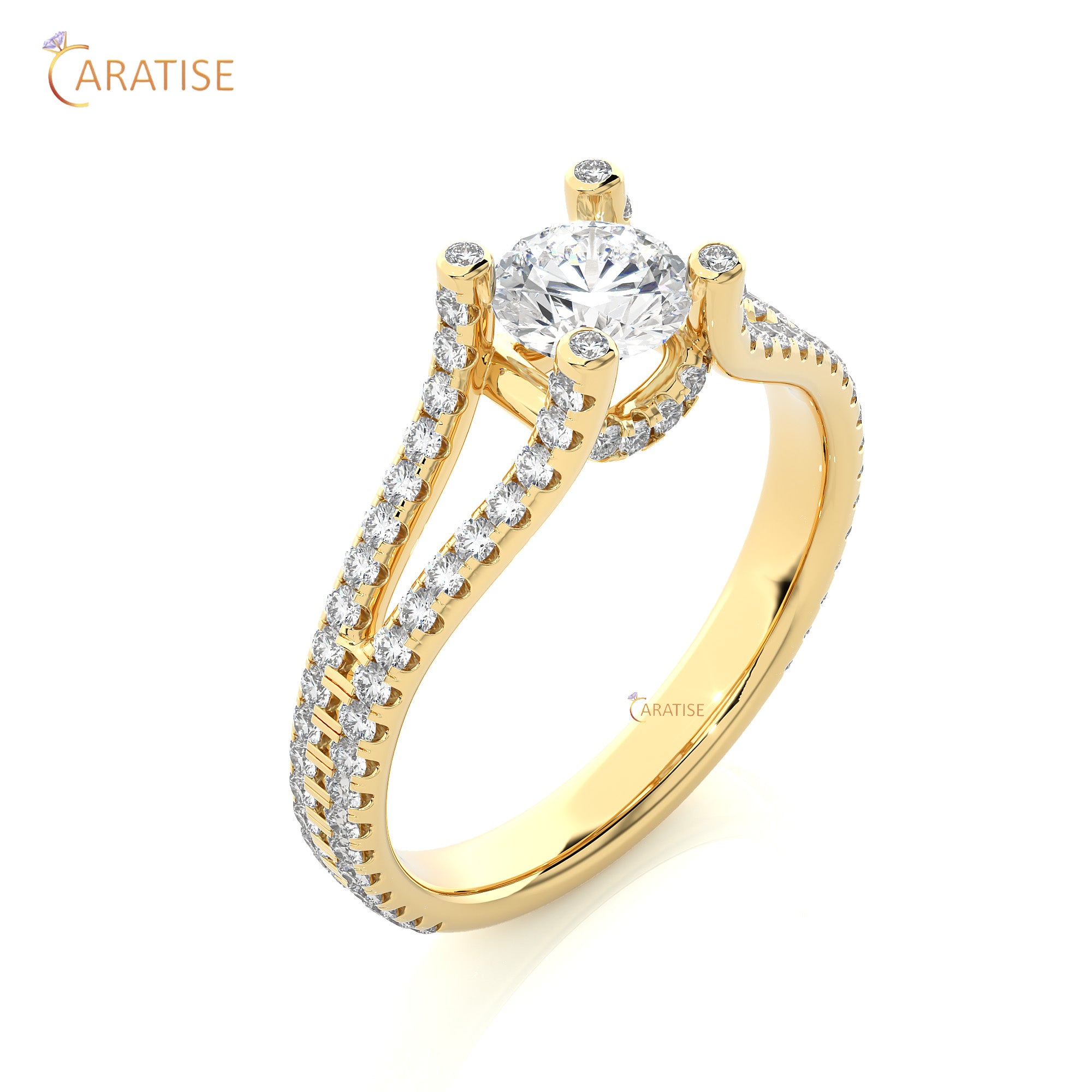 1.08 TDW Round Cut Engagement Moissanite Diamond Ring 925 Silver