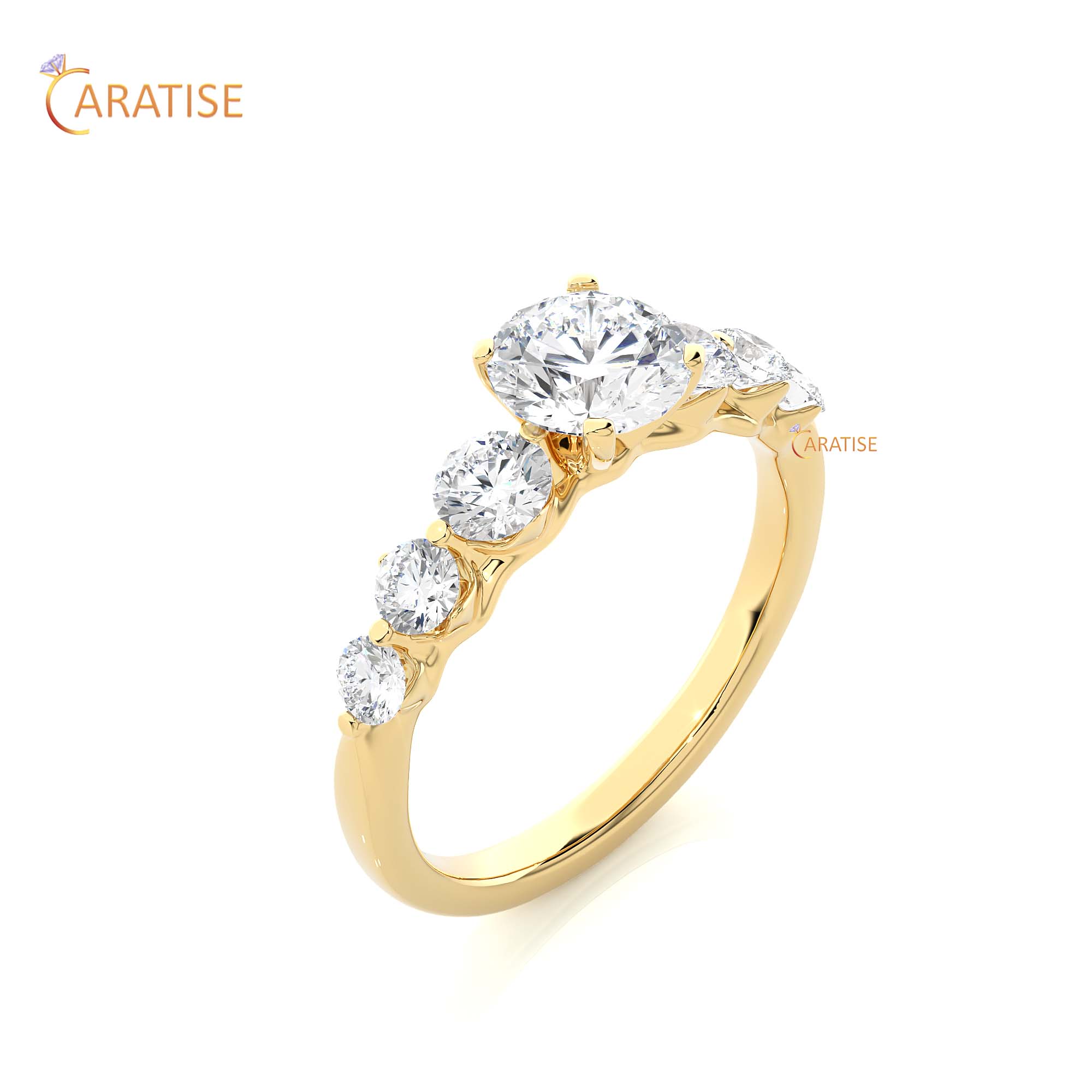 1.43 TDW Round Cut Engagement Moissanite Diamond Ring 925 Silver