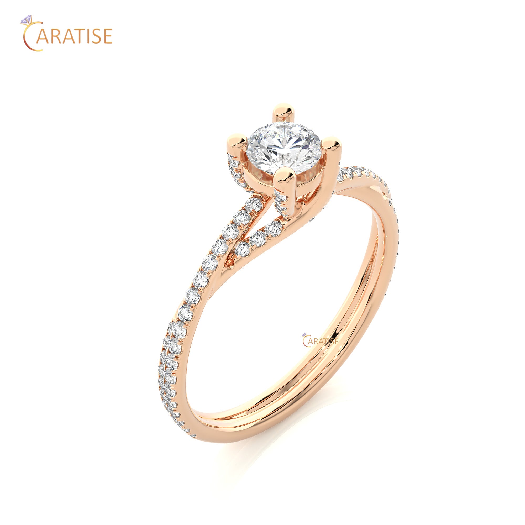 0.74 TDW Round Cut Women's Engagement Diamond Ring