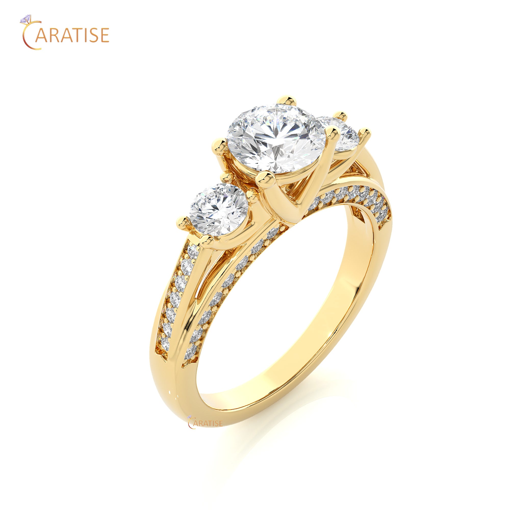 1.98 TDW Round Cut Engagement Moissanite Diamond Ring 925 Silver