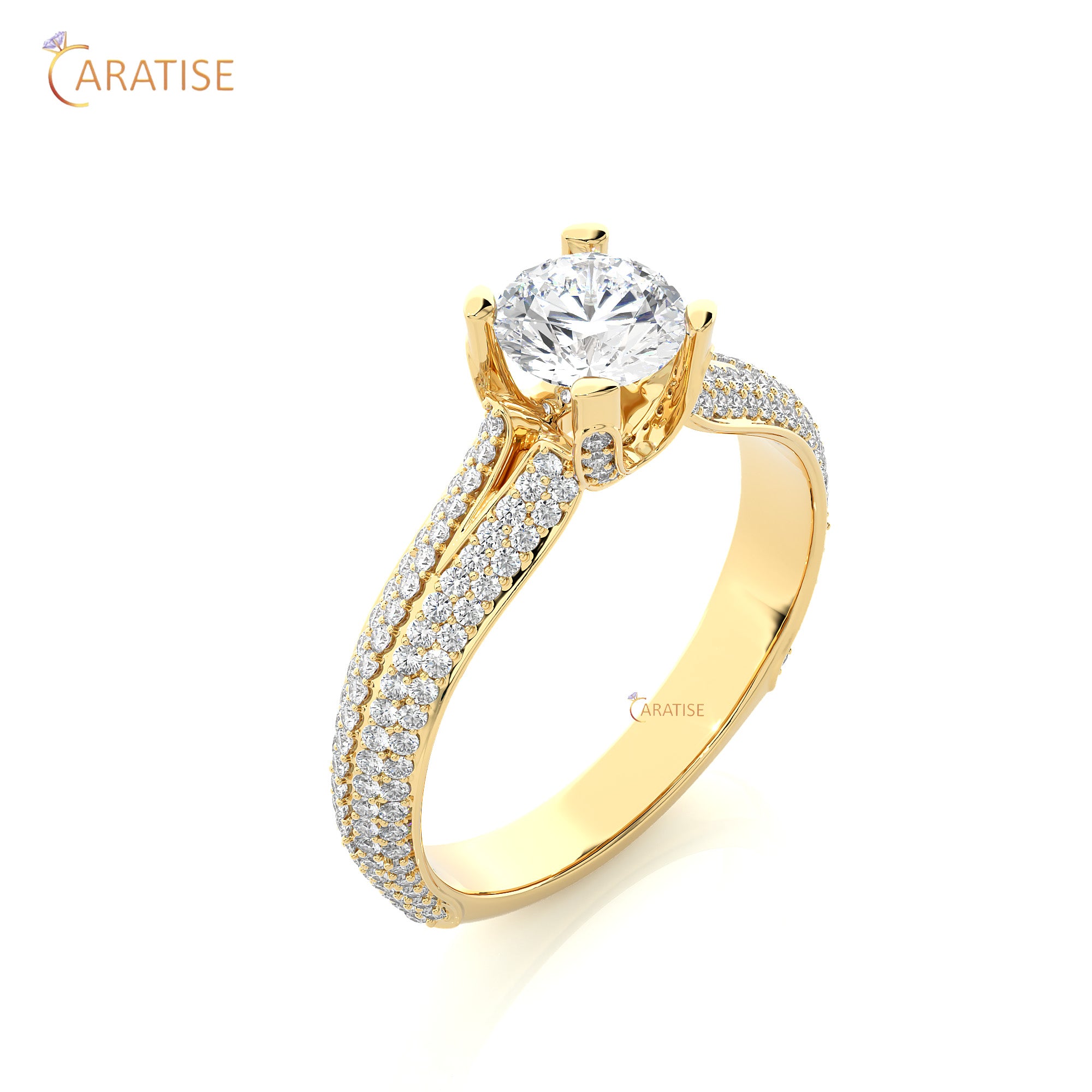 1.13 TDW Round Cut Engagement Moissanite Diamond Ring 925 Silver