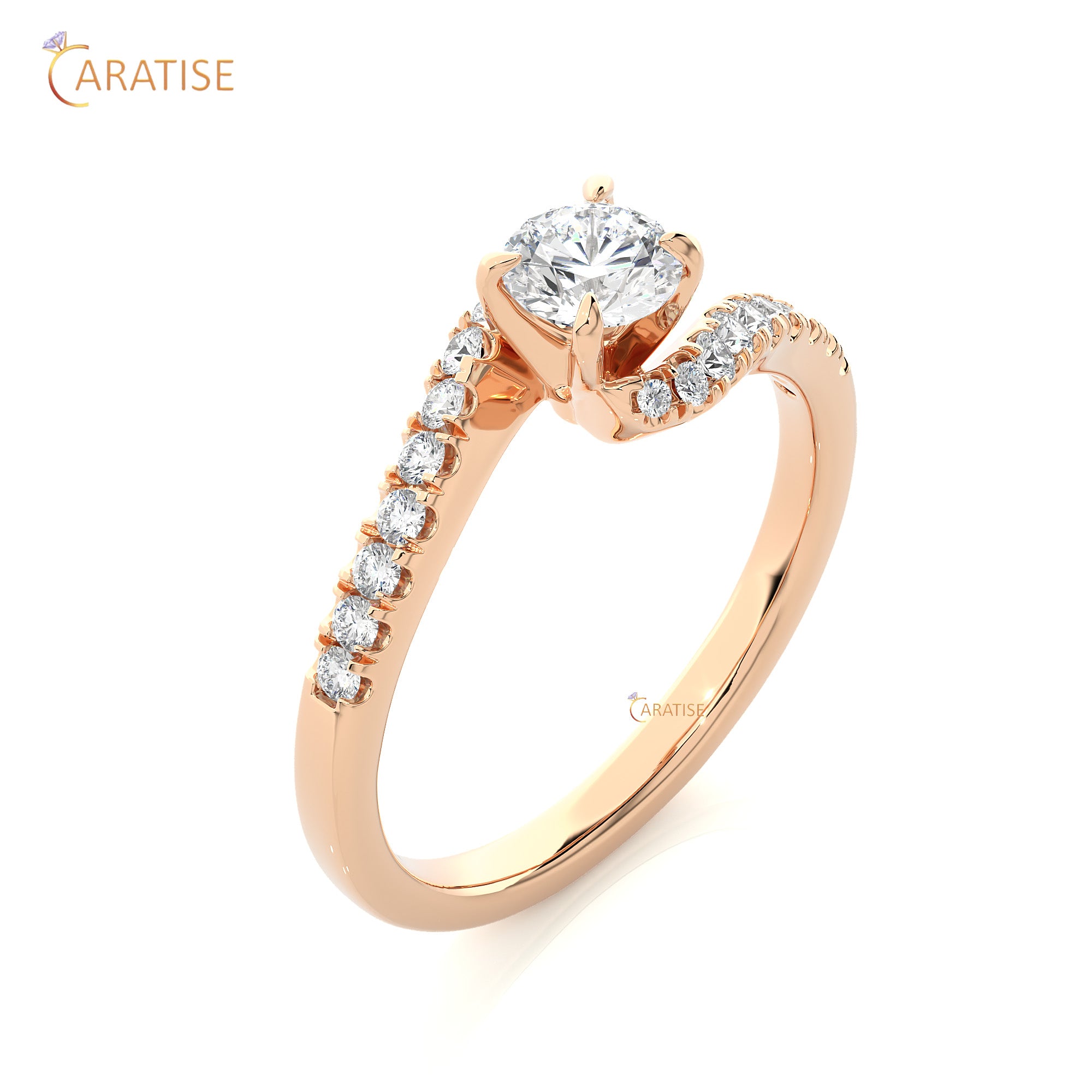 0.67 TDW Round Cut Engagement Moissanite Diamond Ring 925 Silver