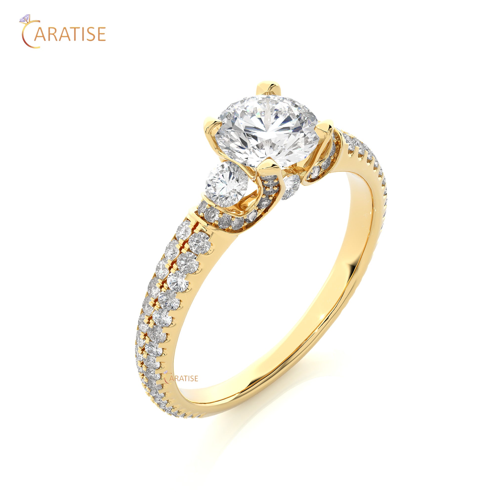 1.44 TDW Round Cut Engagement Moissanite Diamond Ring 925 Silver