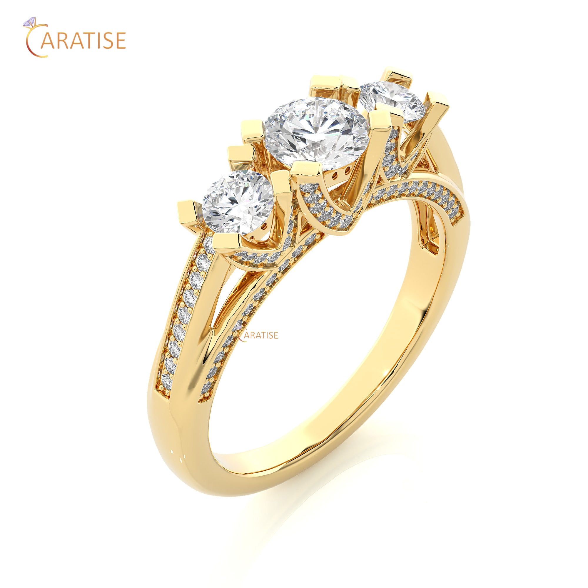 1.20 TDW Round Cut Engagement Moissanite Diamond Ring 925 Silver