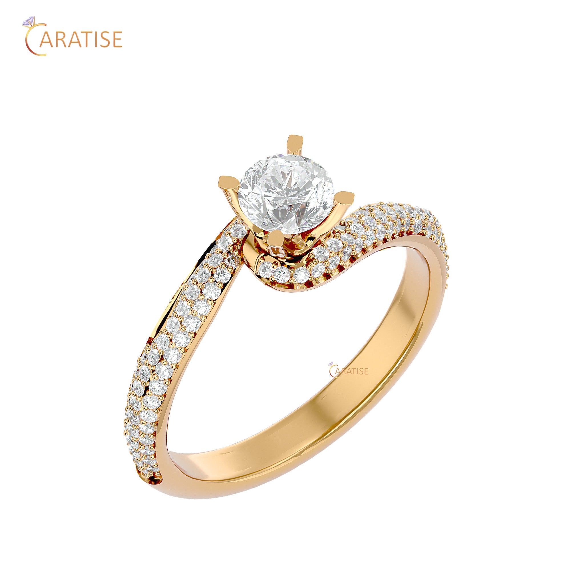 0.87 TDW Round Cut Engagement Moissanite Diamond Ring 925 Silver