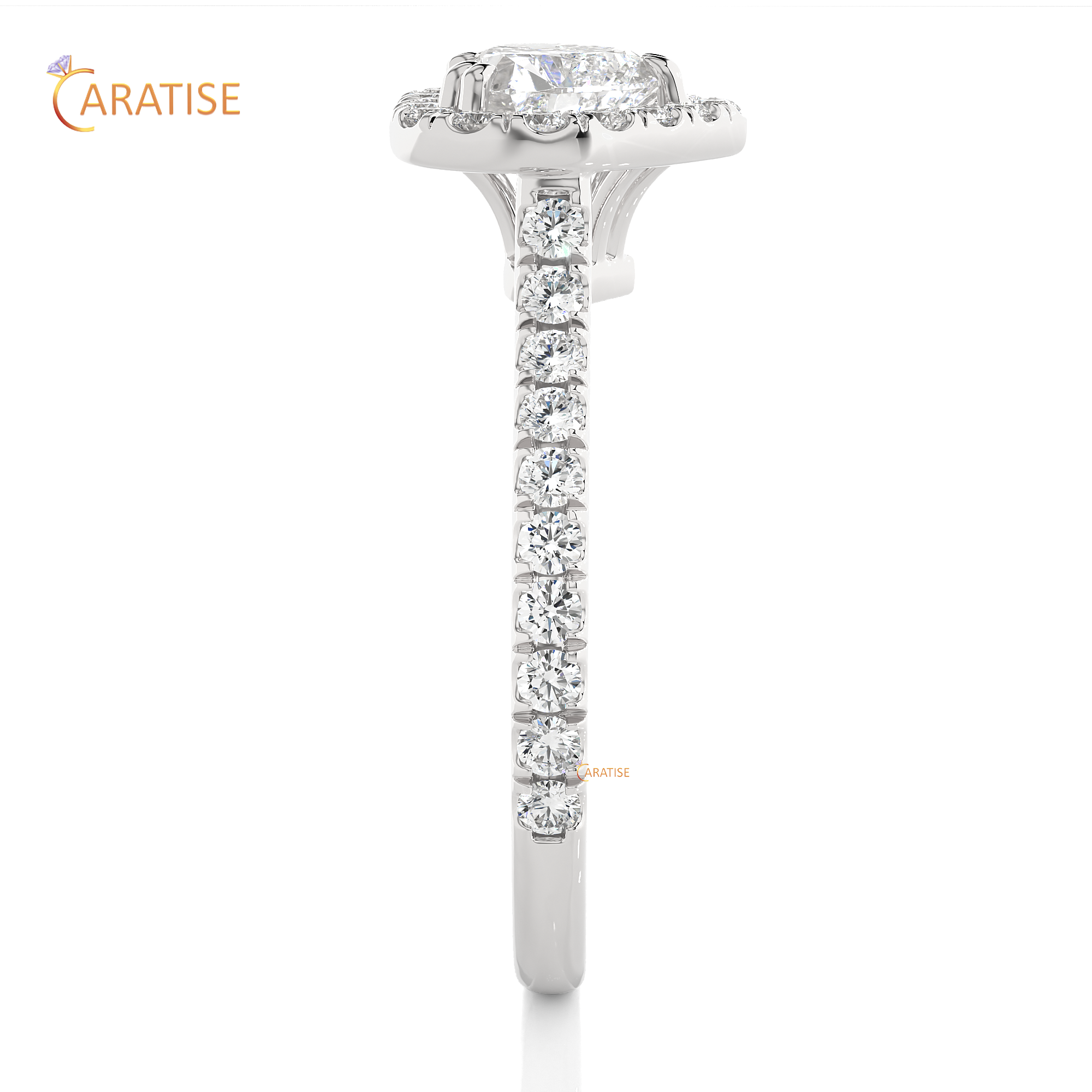 1.33 TDW Round & Heart Cut Halo Moissanite Diamond Ring 925 Silver