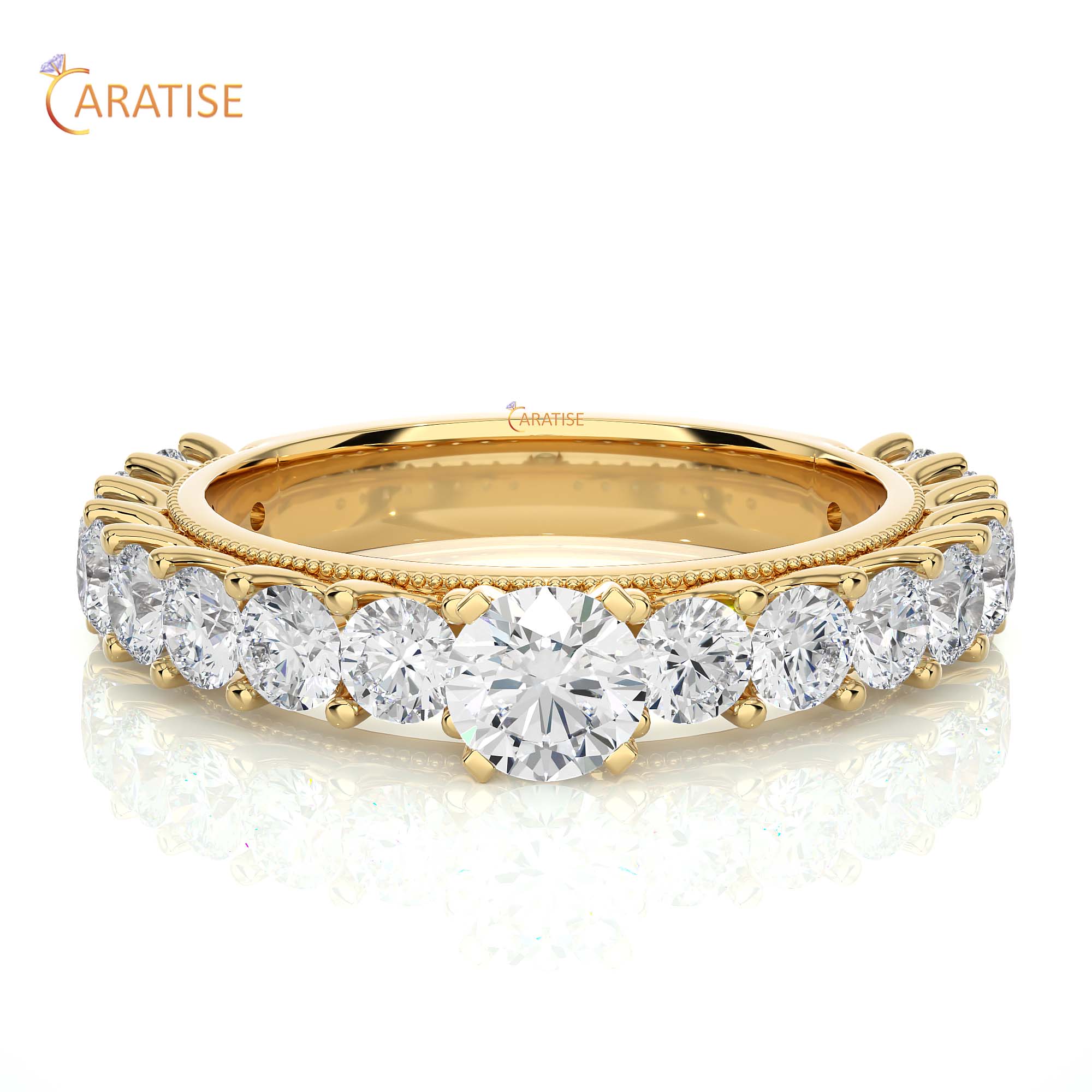 2.53 TDW Round Cut Engagement Moissanite Diamond Ring 925 Silver