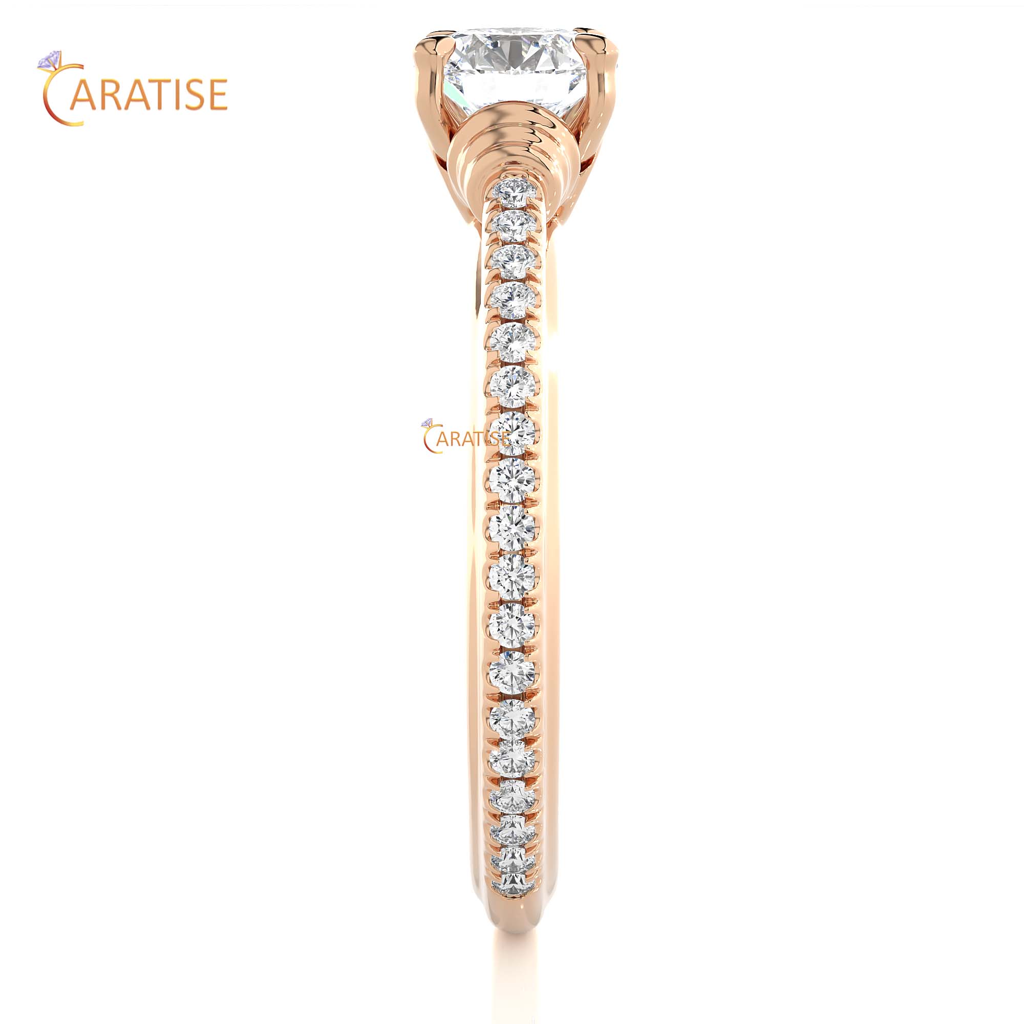 1.26 TDW Round Cut Engagement Moissanite Diamond Ring 925 Silver