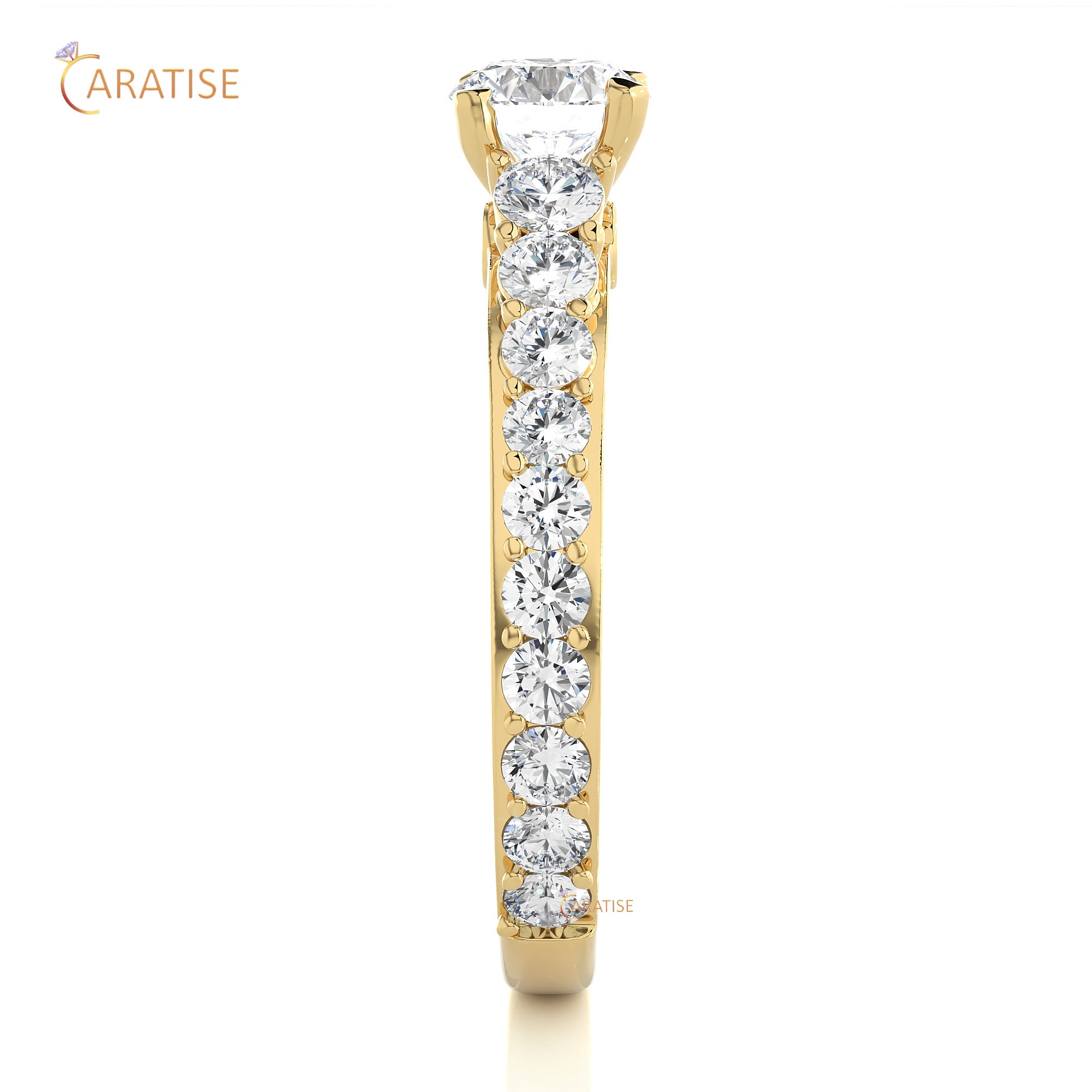 1.79 TDW Round Cut Moissanite Diamond Engagement Ring 925 Silver