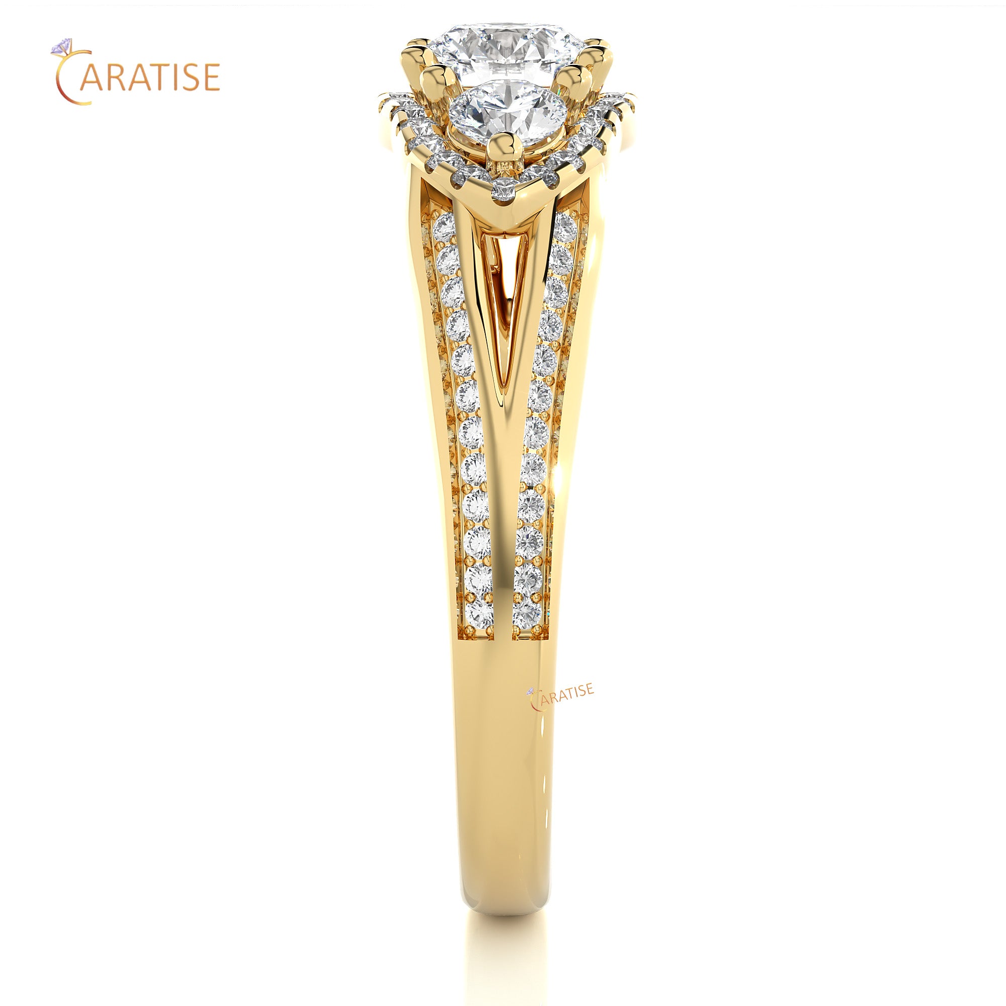 1.14 TDW Round Cut Engagement Moissanite Diamond Ring 925 Silver