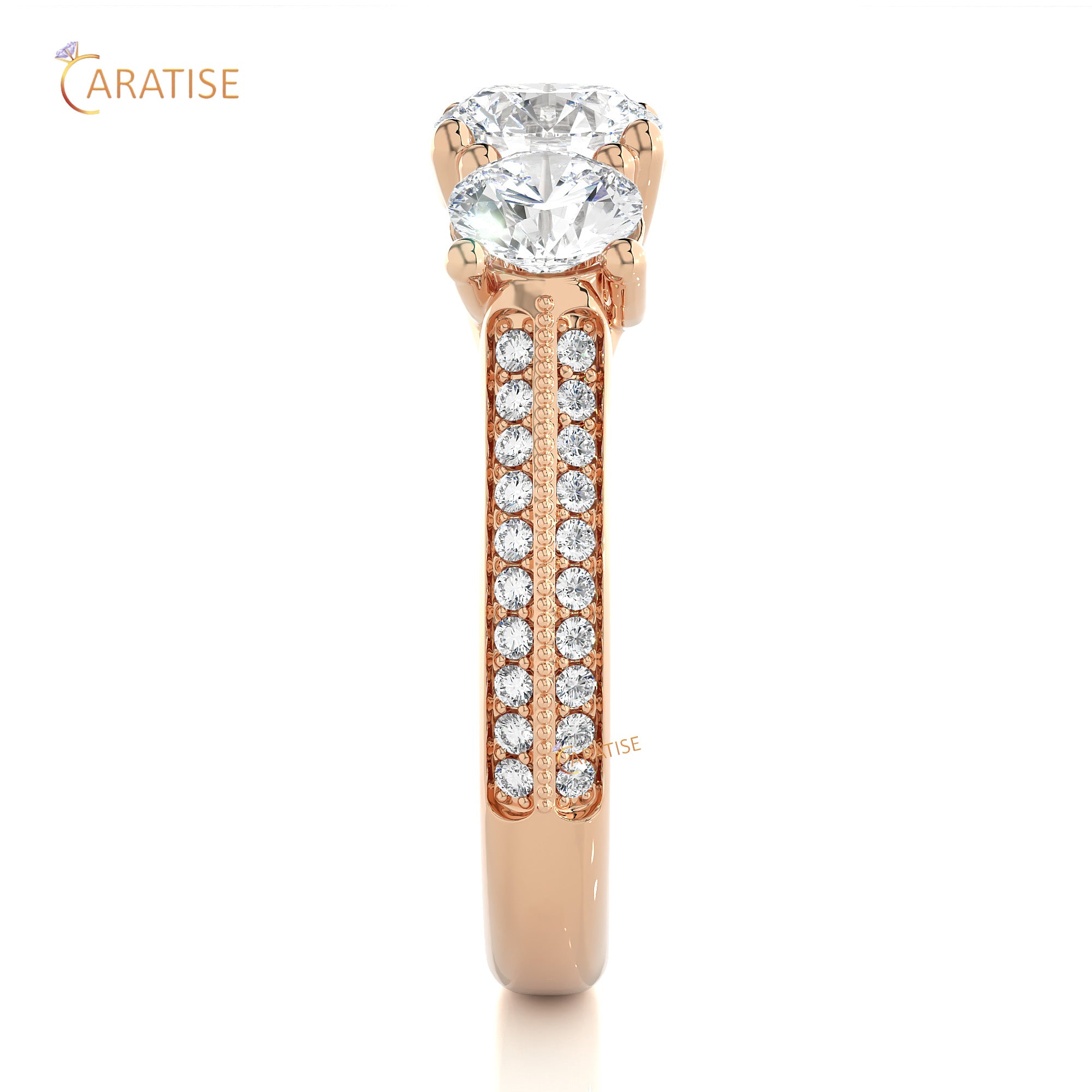 2.23 TDW Round Cut Engagement Moissanite Diamond Ring 925 Silver