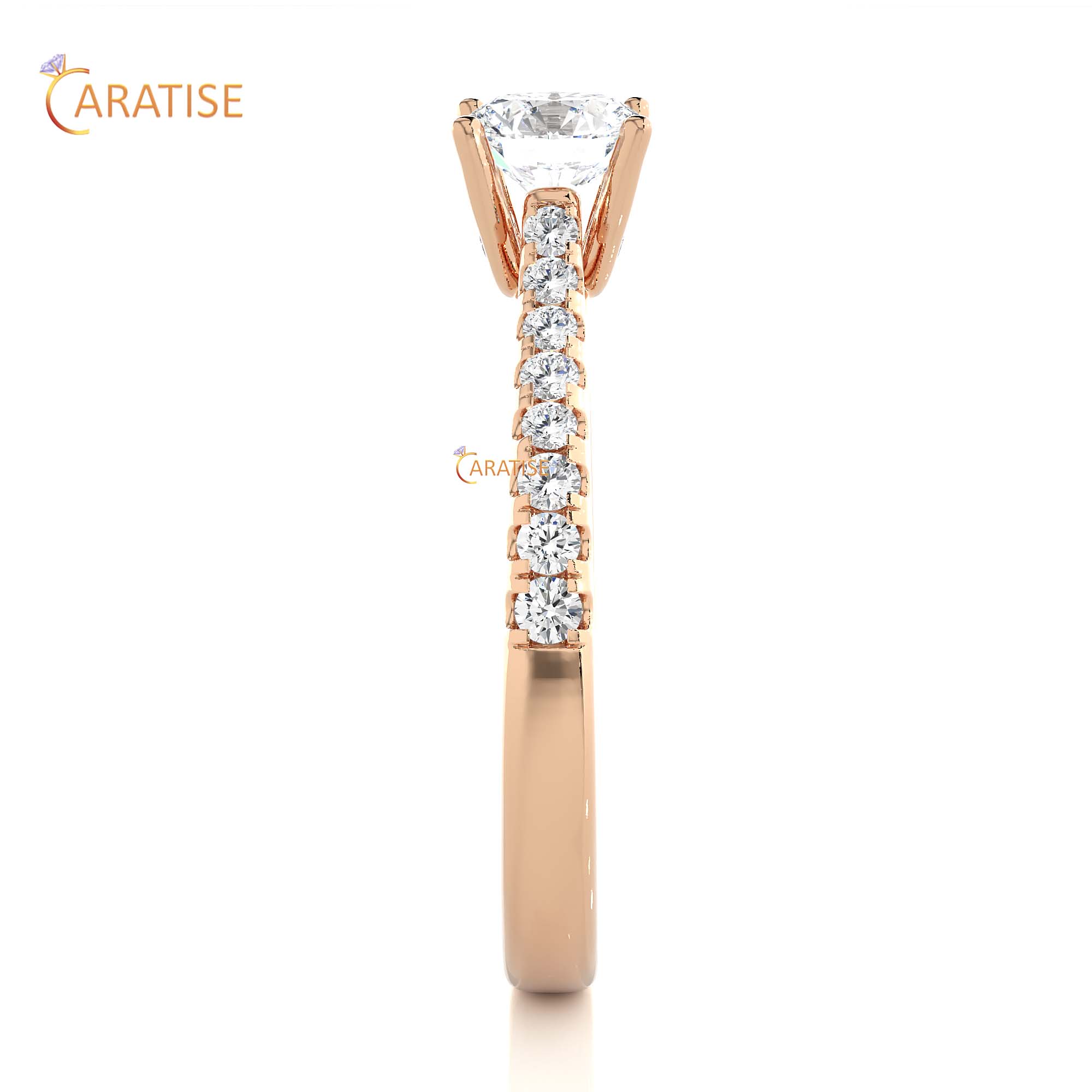 0.85 TDW Round Cut Engagement Moissanite Diamond Ring 925 Silver