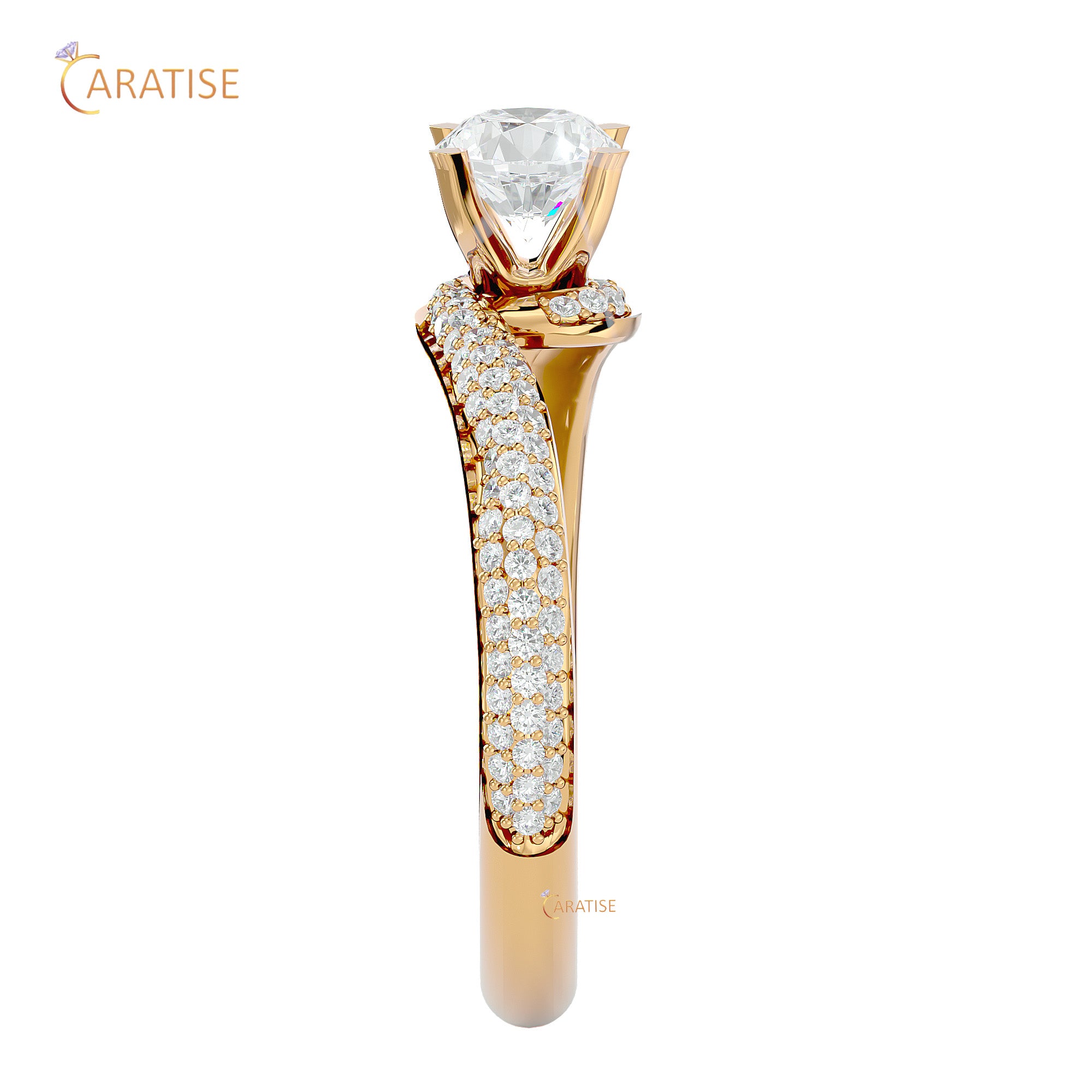 0.87 TDW Round Cut Engagement Moissanite Diamond Ring 925 Silver