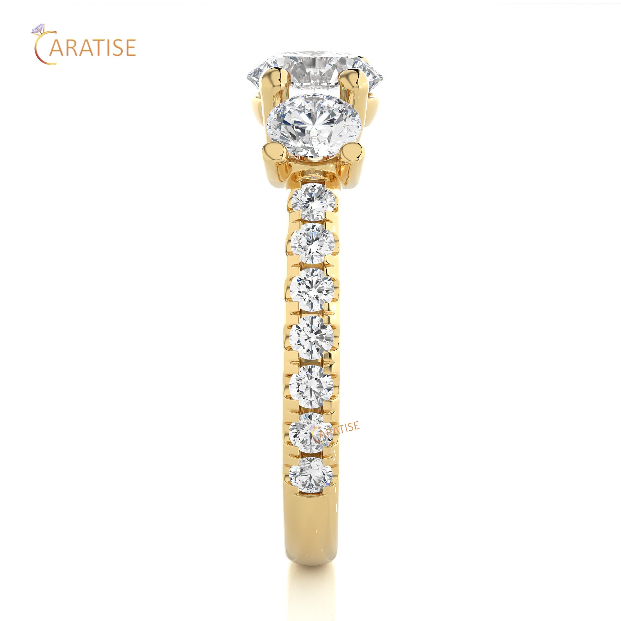 2.35 TDW Round Cut Engagement Moissanite Diamond Ring 925 Silver