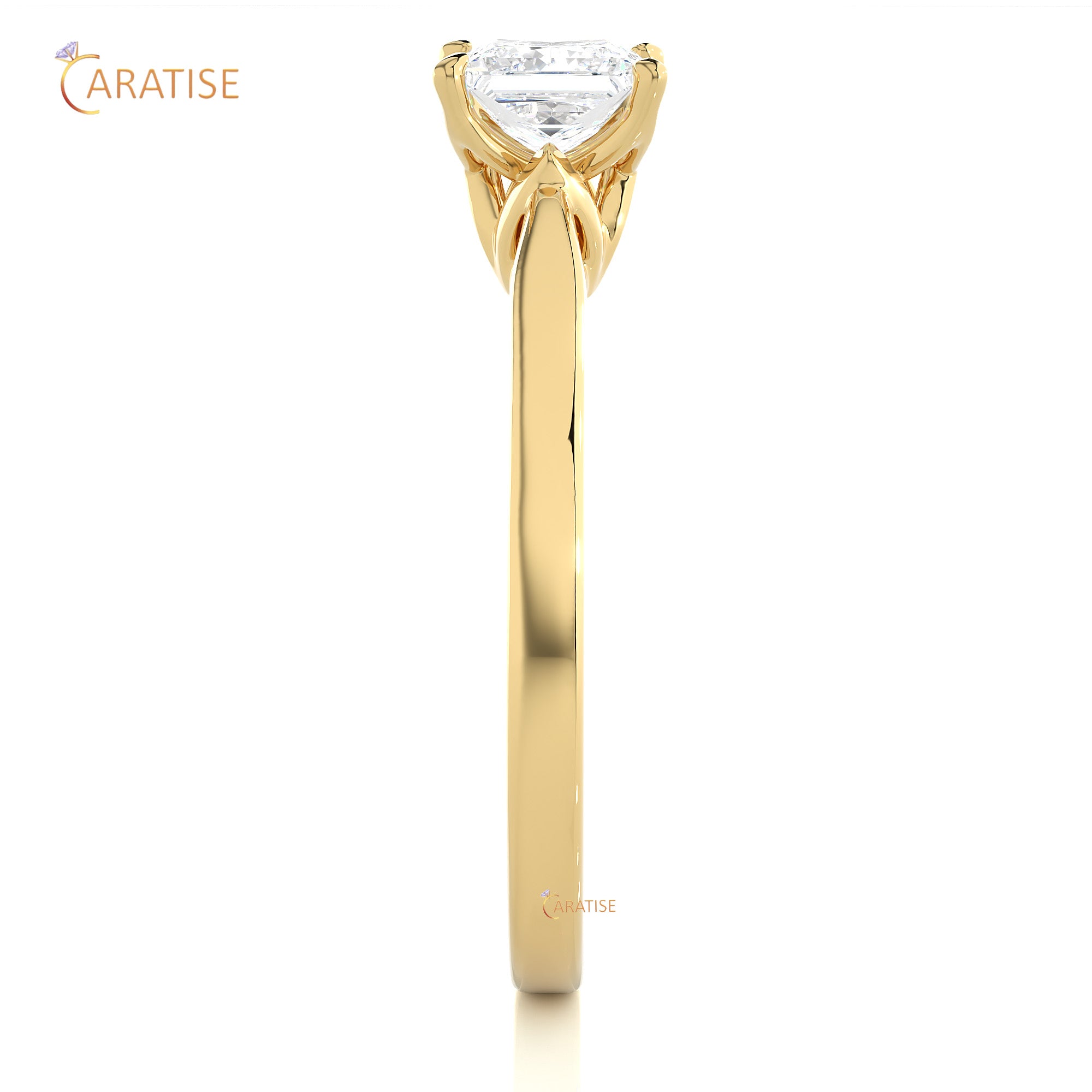 0.57 TDW Princess Cut Moissanite Diamond Solitaire Ring 925 Silver