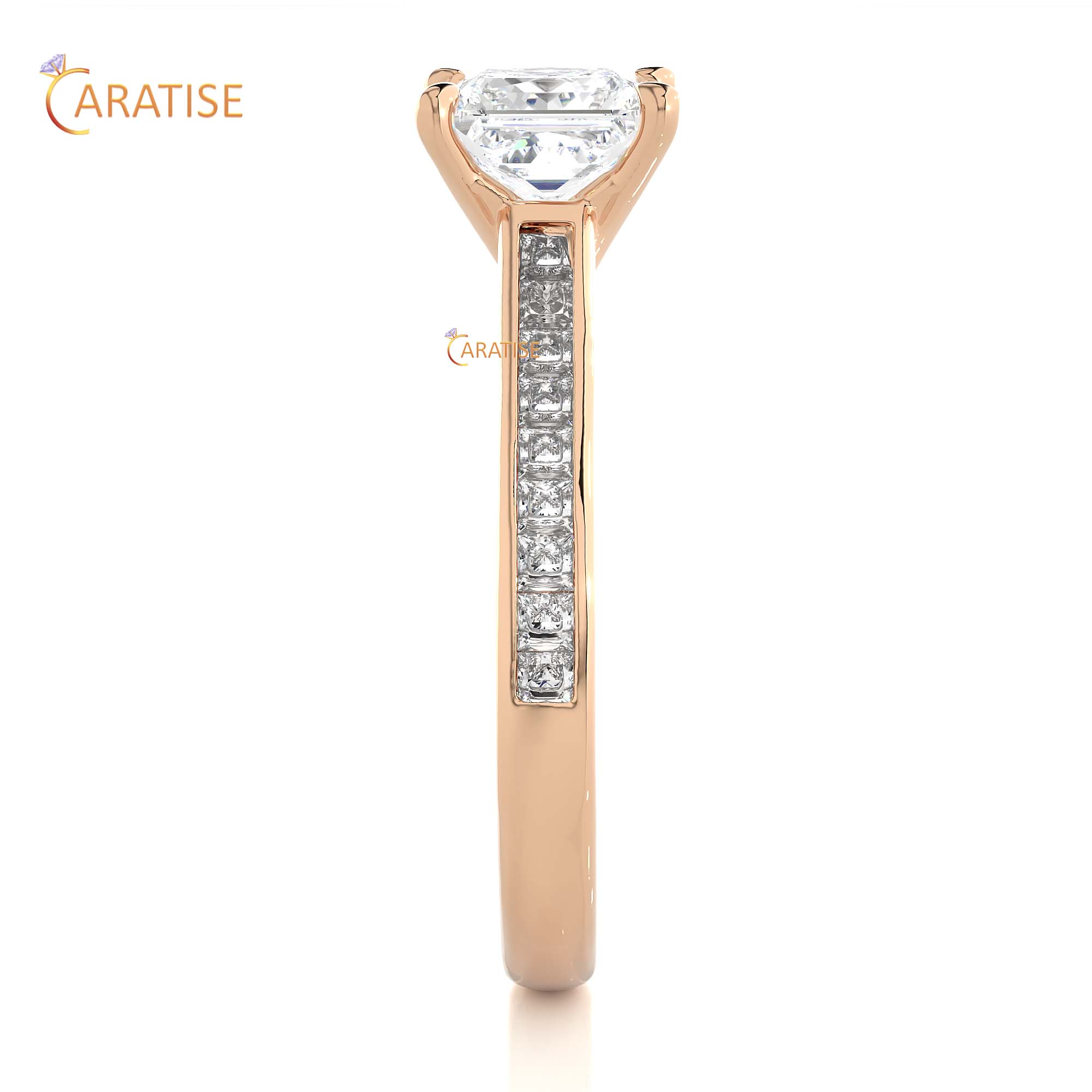 1.95 TDW Princess Cut Engagement Moissanite Diamond Ring 925 Silver