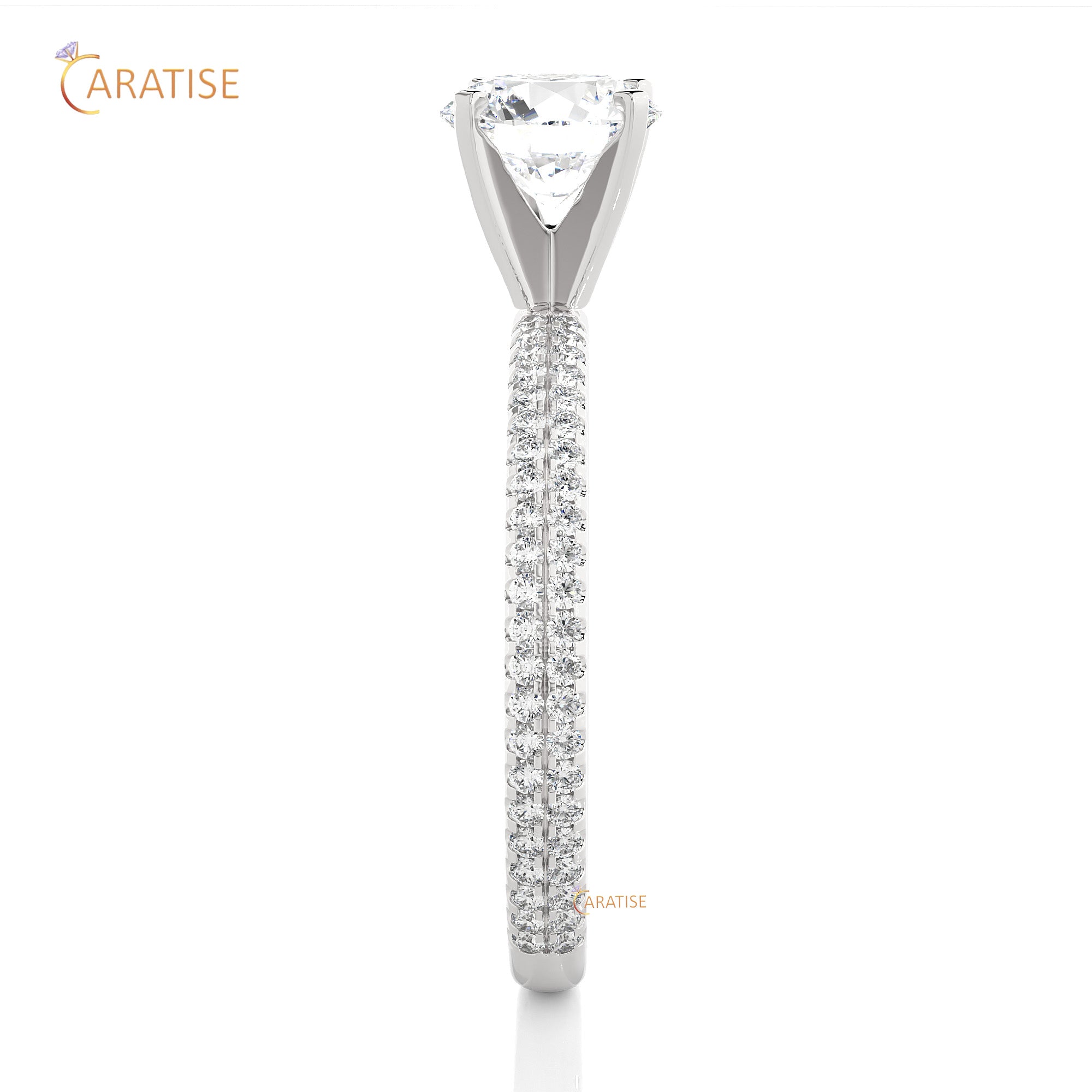 1.14 TDW Round Cut Engagement Moissanite Diamond Ring 925 Silver