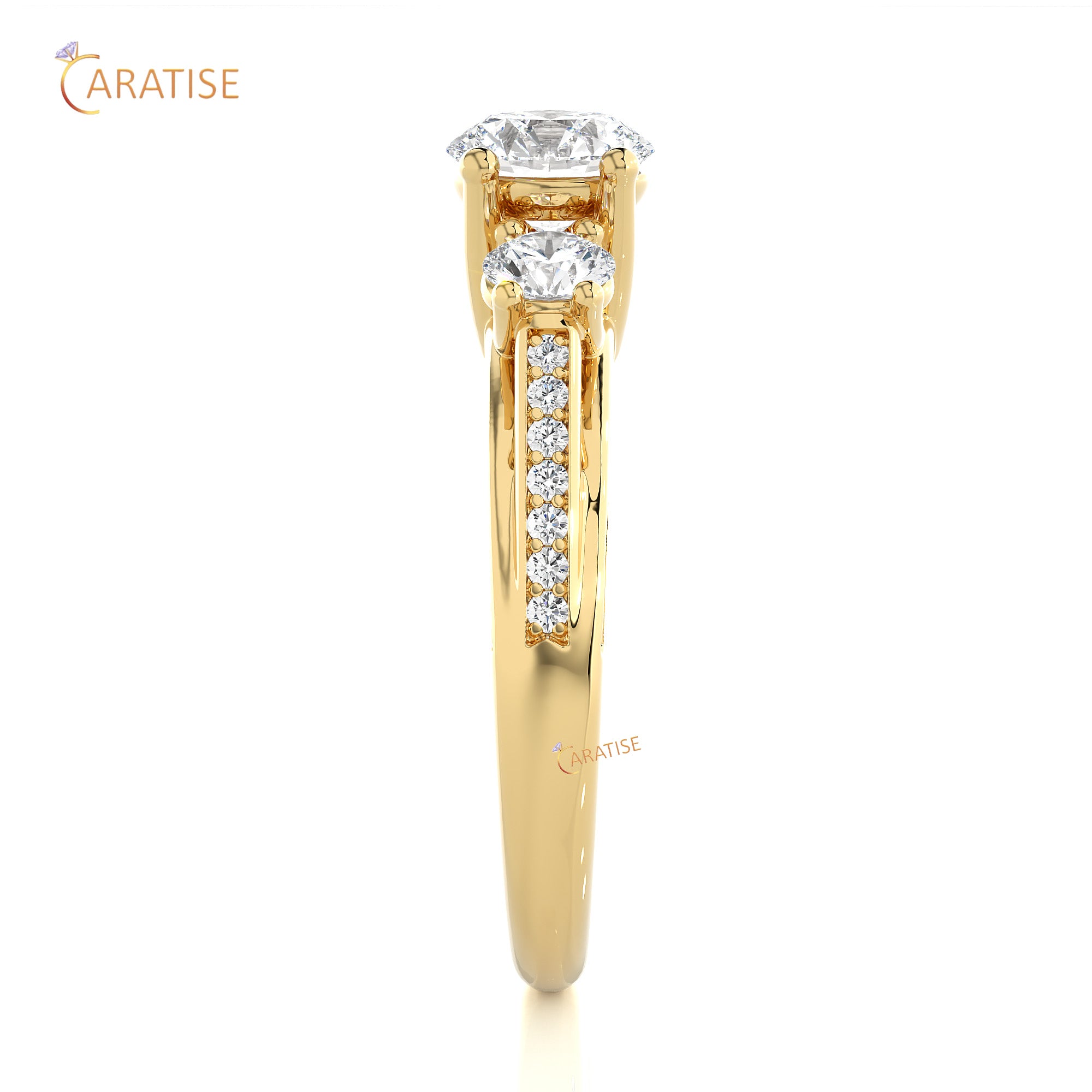 1.98 TDW Round Cut Engagement Moissanite Diamond Ring 925 Silver