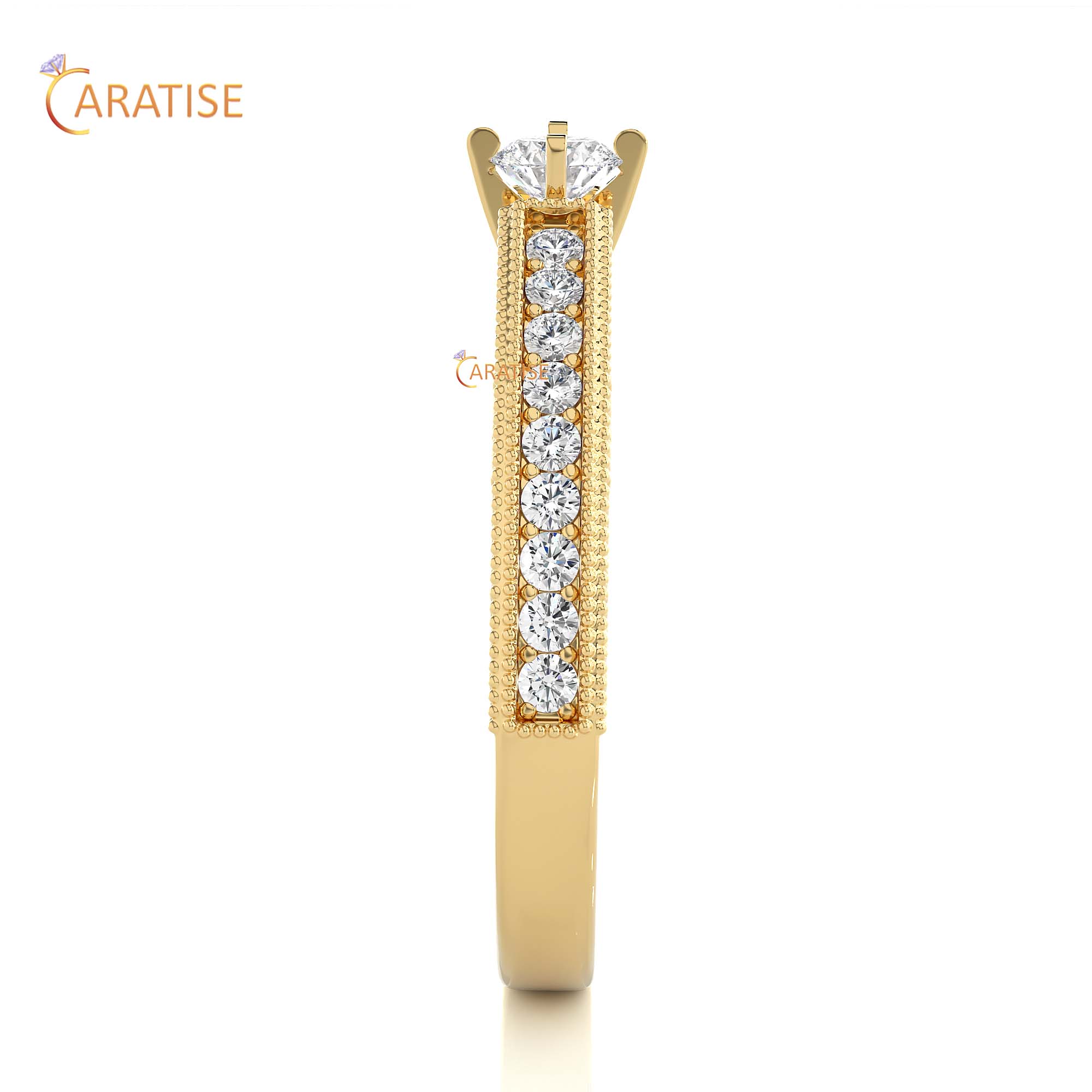 0.48 TDW Round Cut Engagement Moissanite Diamond Ring 925 Silver