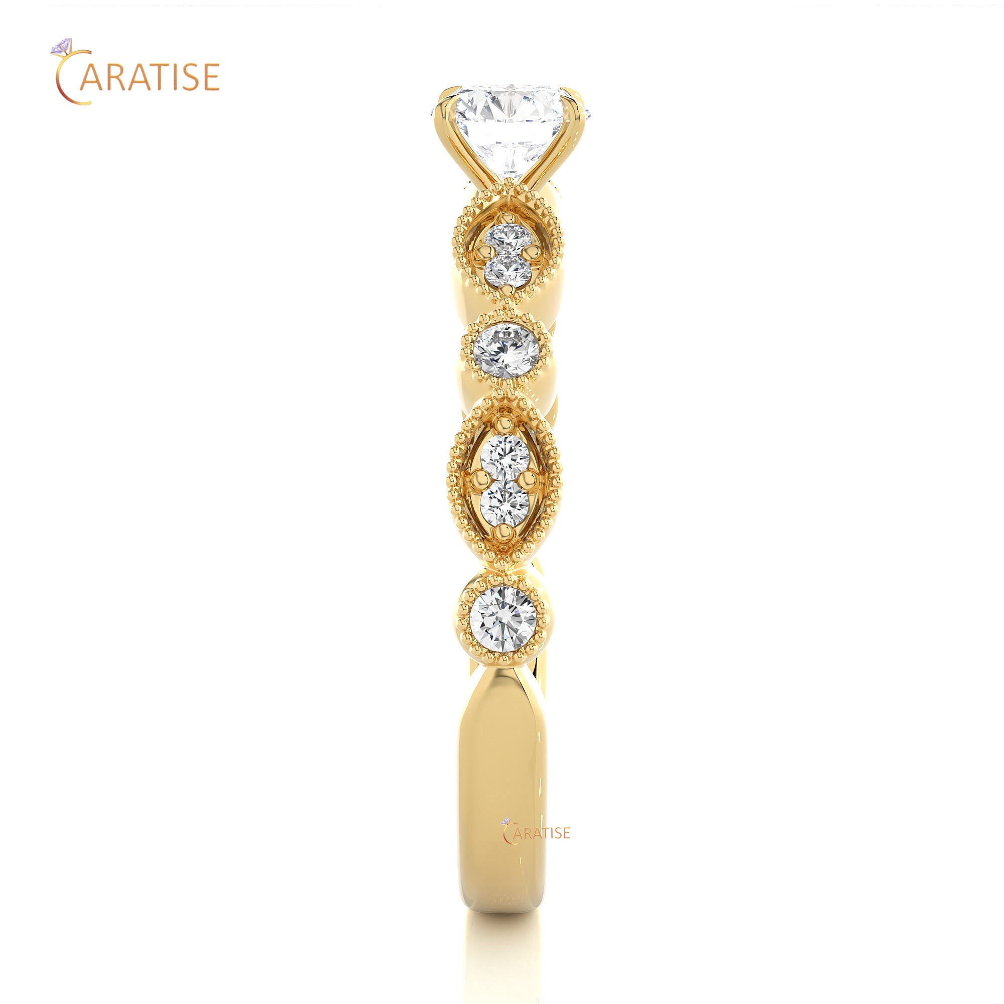 0.67 TDW Round Cut Moissanite Diamond Engagement Ring 925 Silver