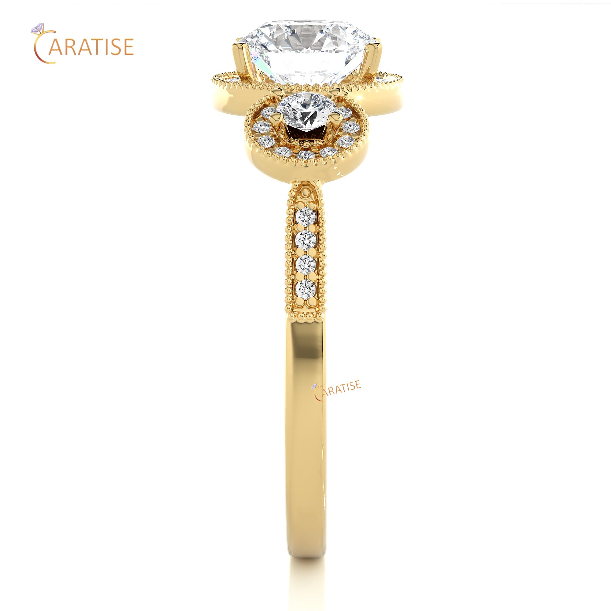 1.43 TDW Round Cut Engagement Moissanite Diamond Ring 925 Silver