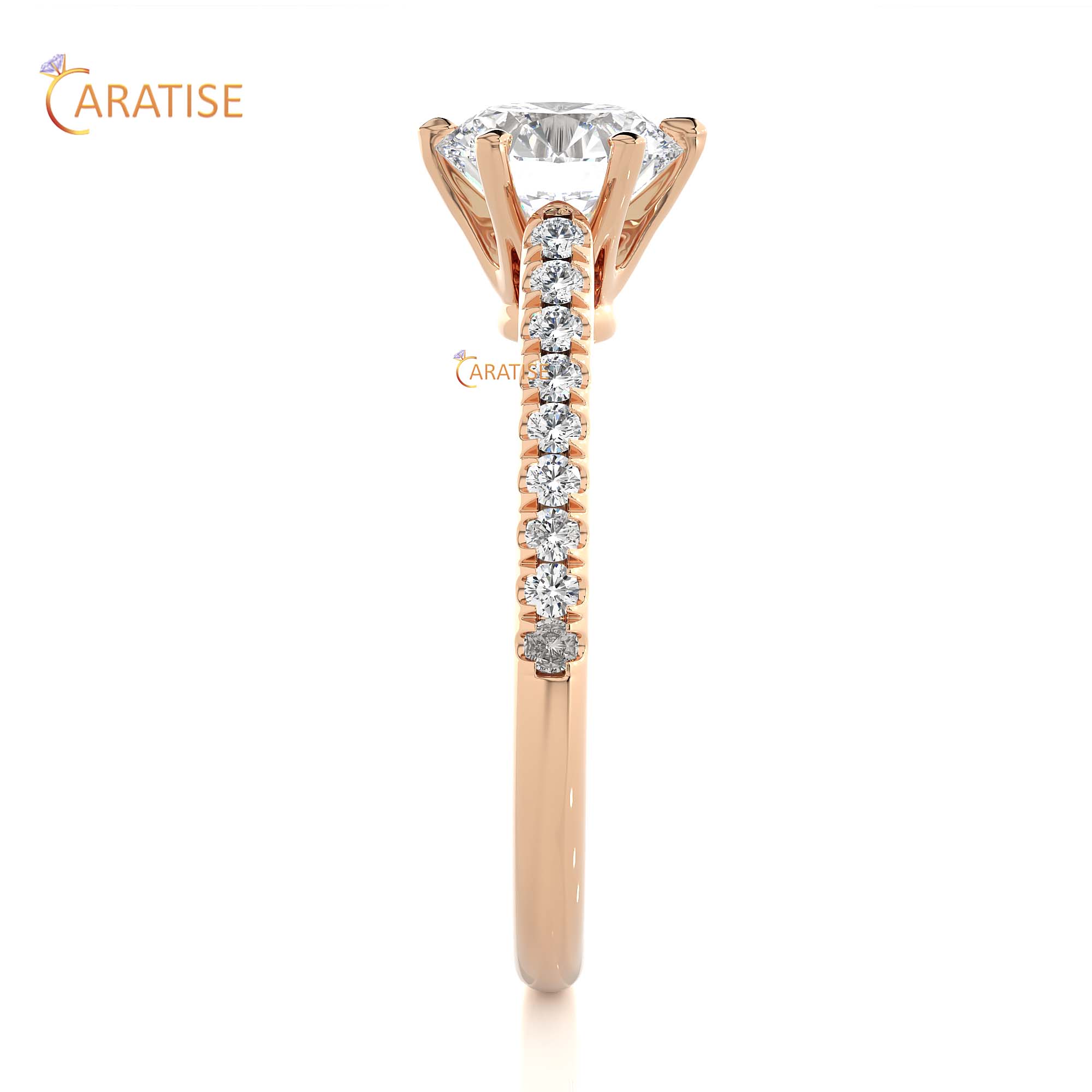 1.47 TDW Round Cut Engagement Moissanite Diamond Ring 925 Silver