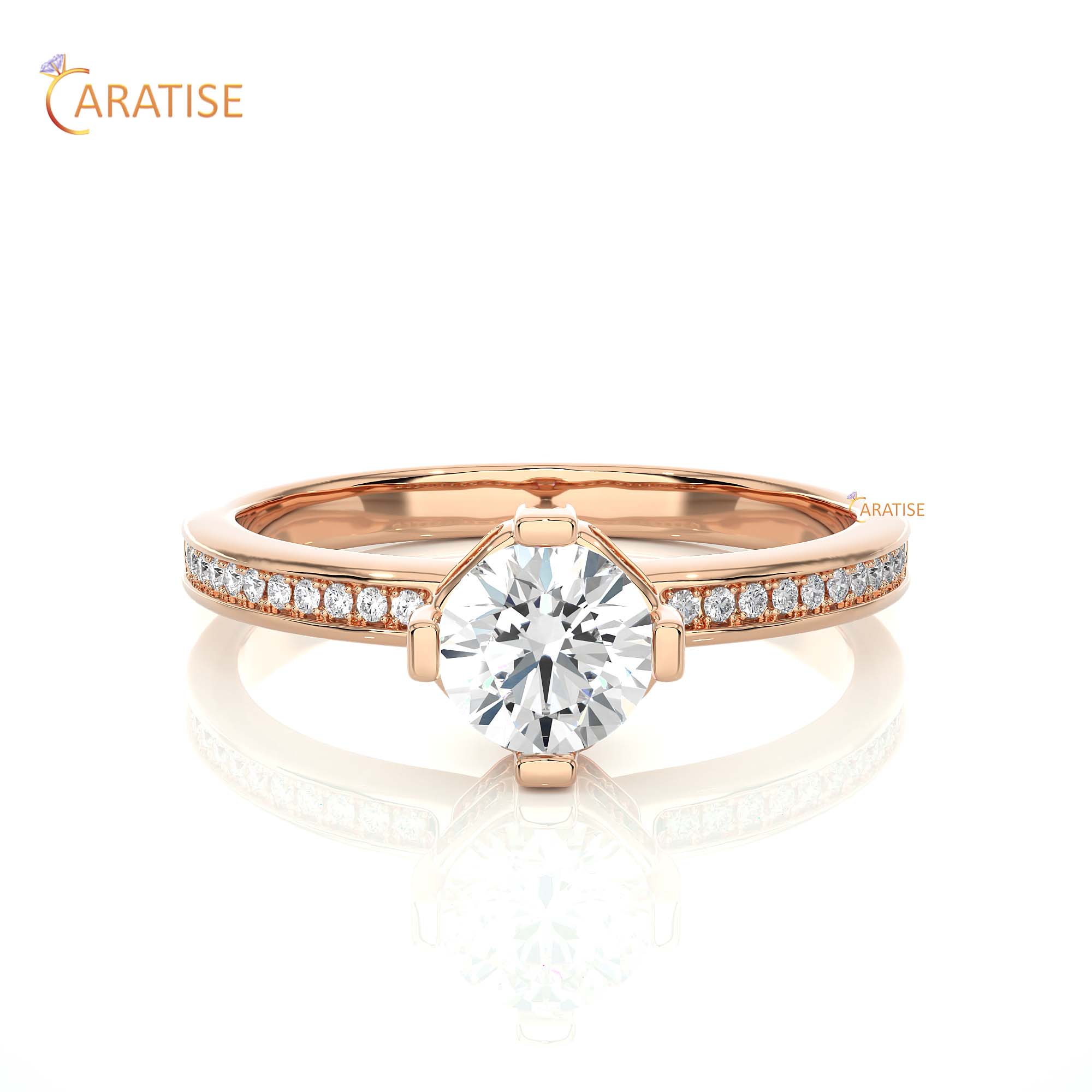 0.78 TDW Round Cut Engagement Moissanite Diamond Ring 925 Silver