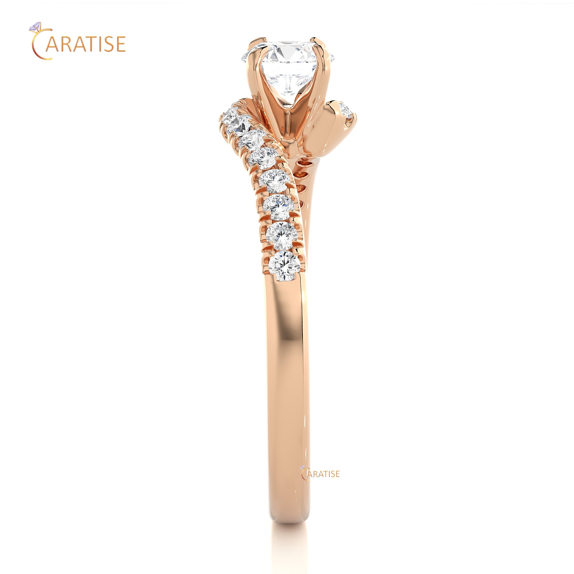 0.67 TDW Round Cut Engagement Moissanite Diamond Ring 925 Silver