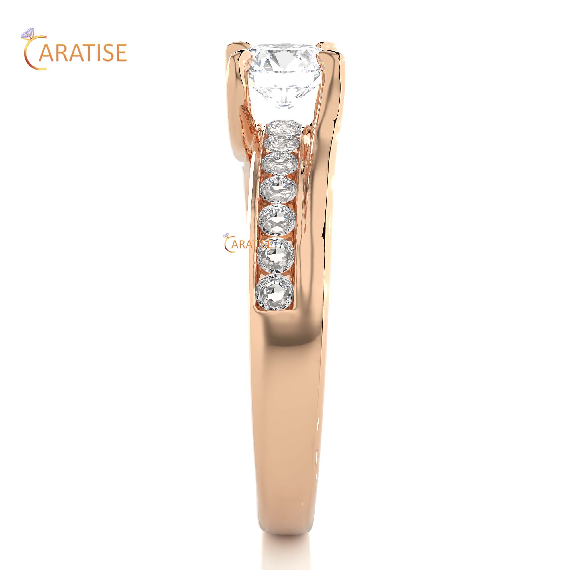 0.97 TDW Round Cut Engagement Moissanite Diamond Ring 925 Silver