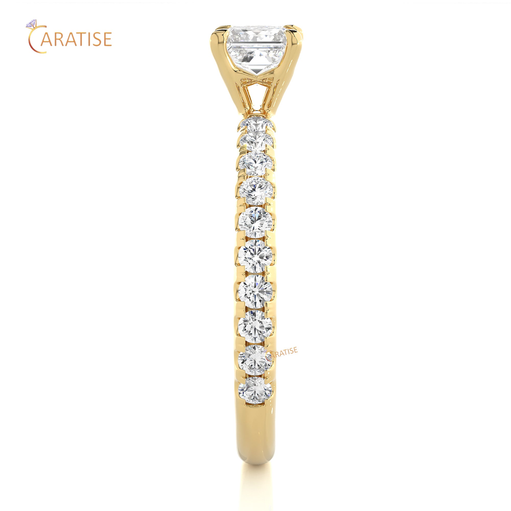 1.01 TDW Round & Princess Cut Engagement Moissanite Diamond Ring 925 Silver