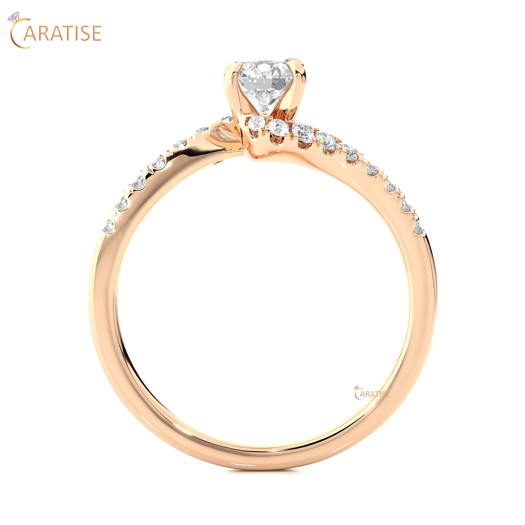 0.67 TDW Round Cut Engagement Moissanite Diamond Ring 925 Silver