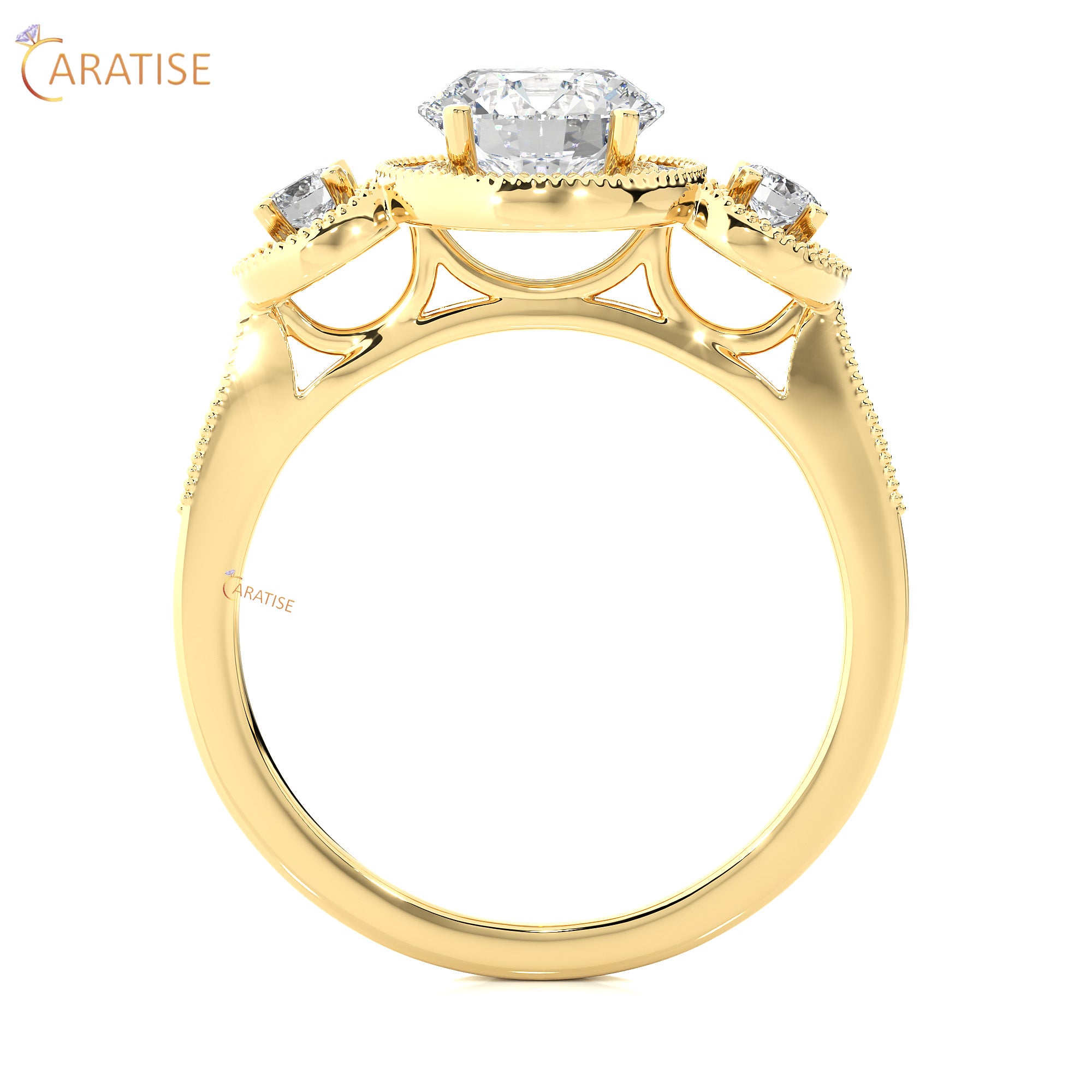 1.43 TDW Round Cut Engagement Moissanite Diamond Ring 925 Silver