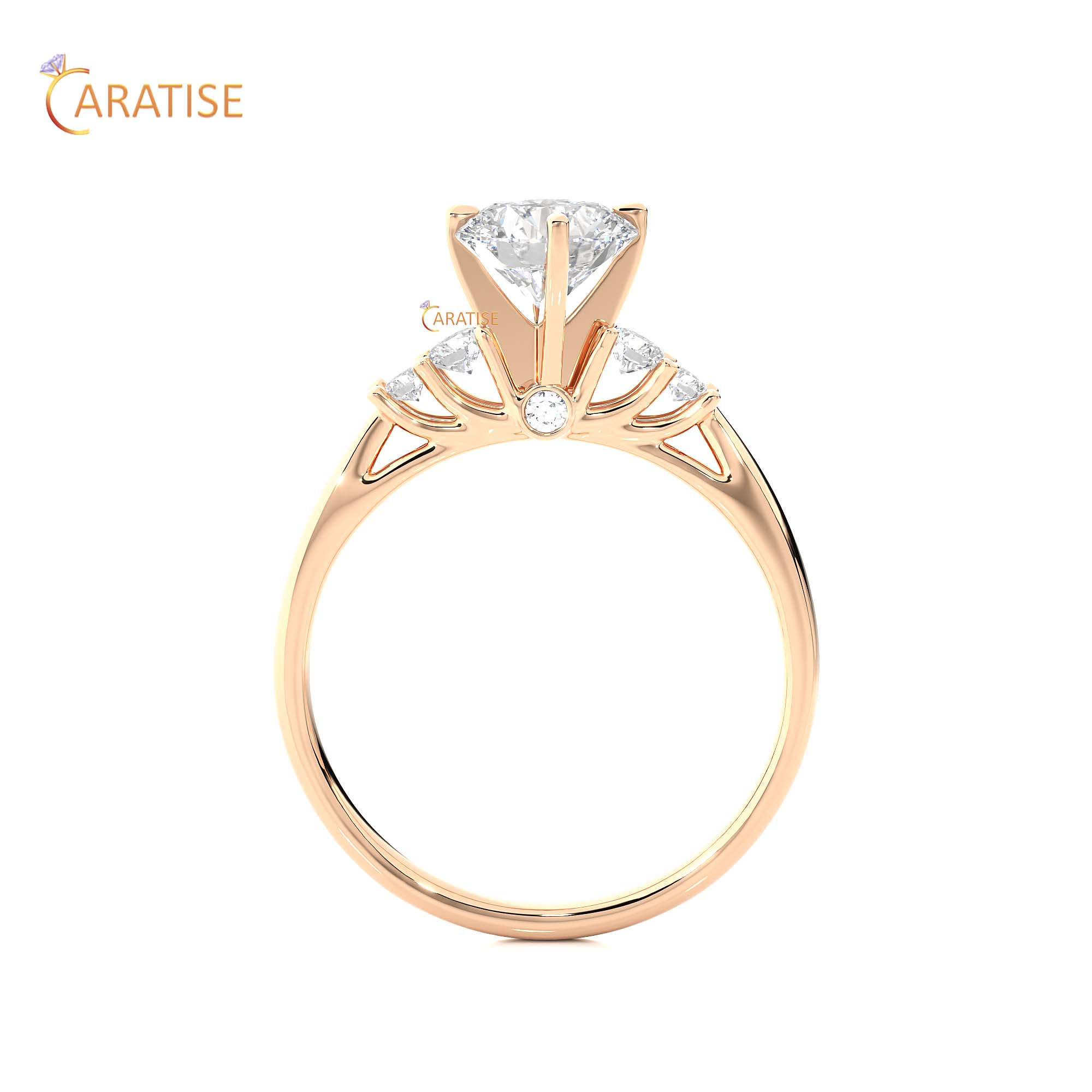 0.59 TDW Round Cut Engagement Moissanite Diamond Ring 925 Silver