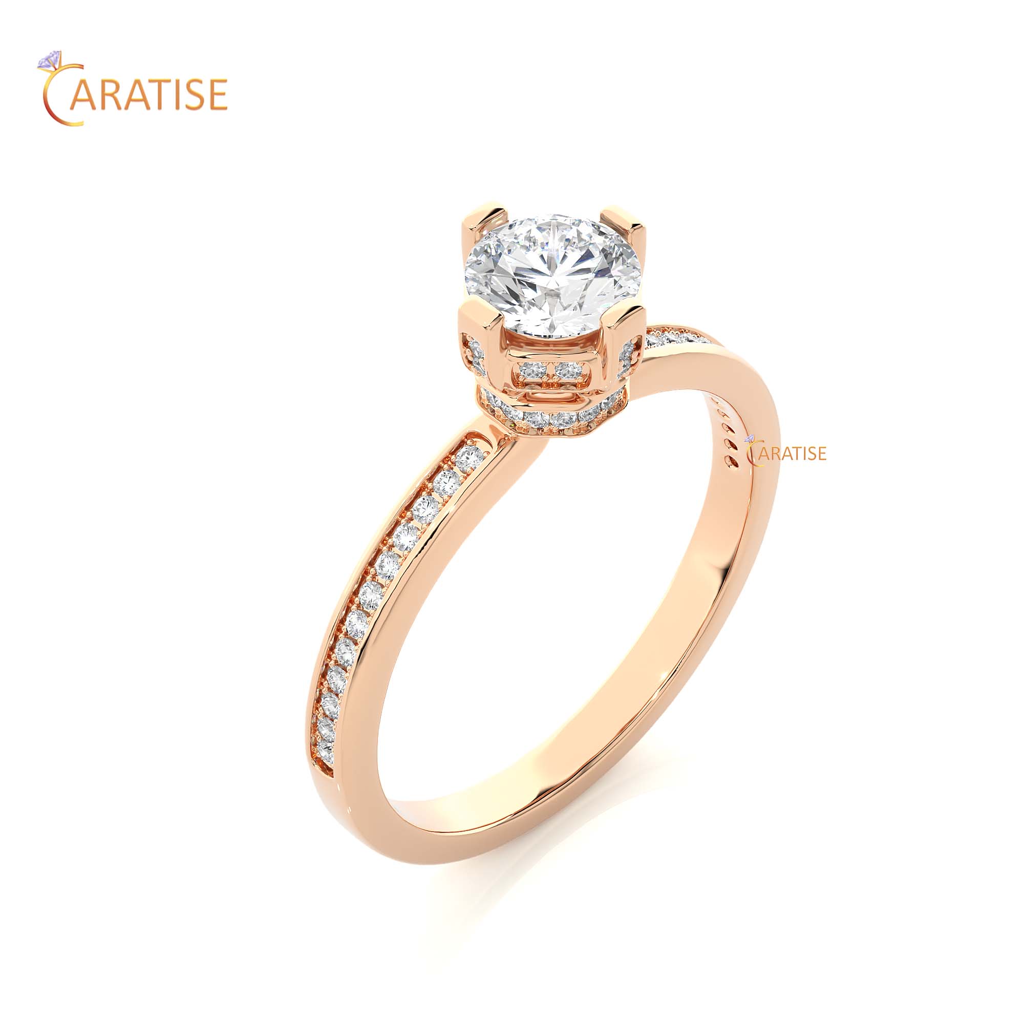 0.78 TDW Round Cut Engagement Moissanite Diamond Ring 925 Silver