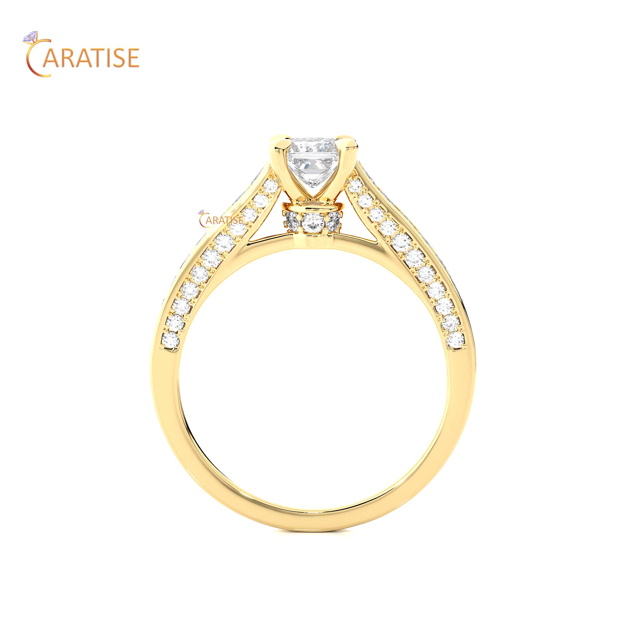 1.28 TDW Princess & Round Cut Engagement Moissanite Diamond Ring 925 Silver