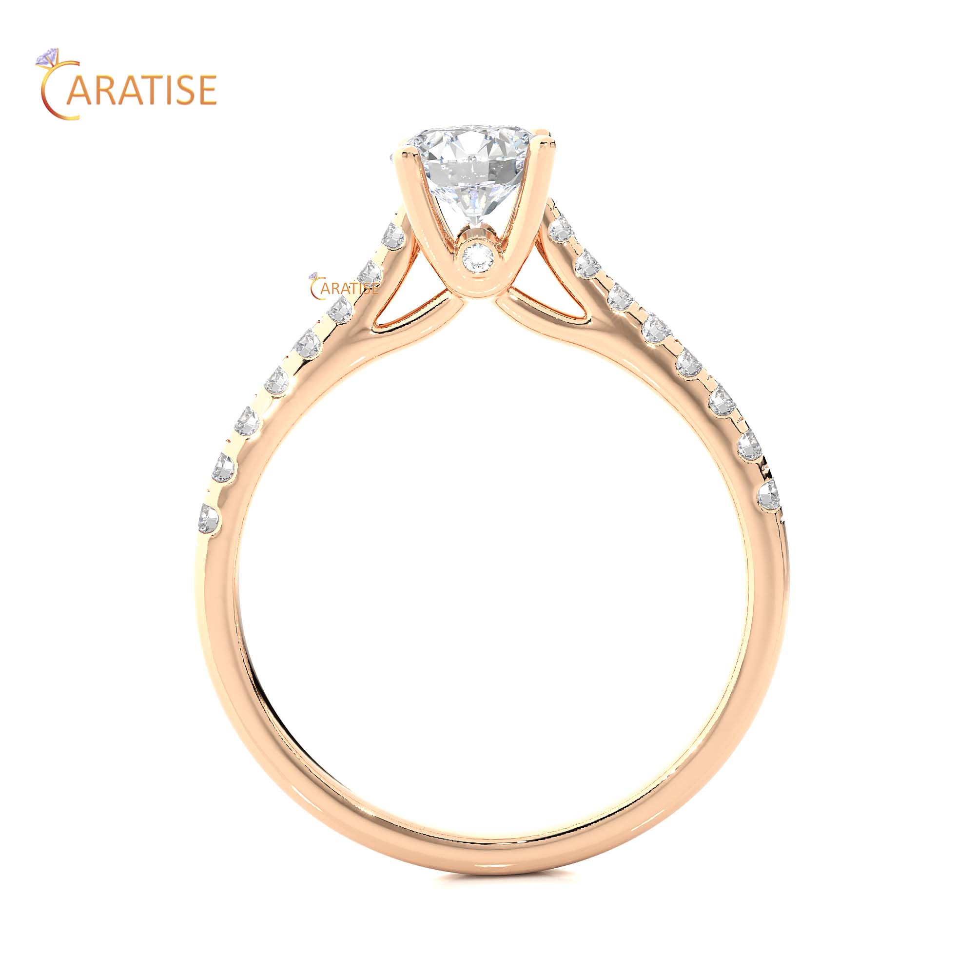 0.85 TDW Round Cut Engagement Moissanite Diamond Ring 925 Silver