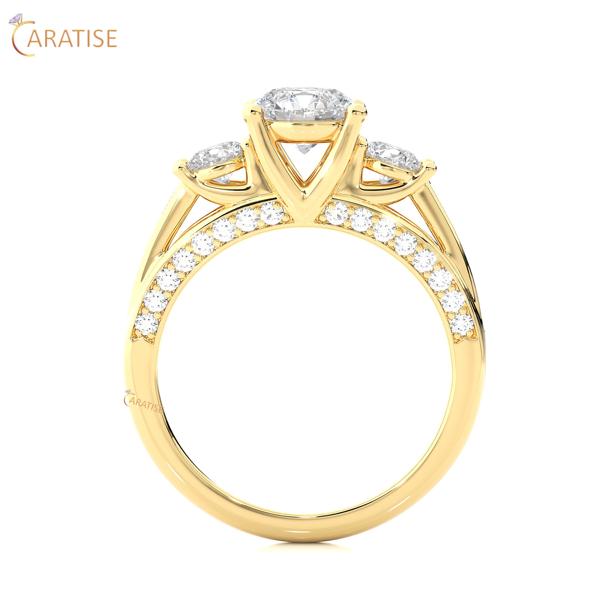 1.98 TDW Round Cut Engagement Moissanite Diamond Ring 925 Silver