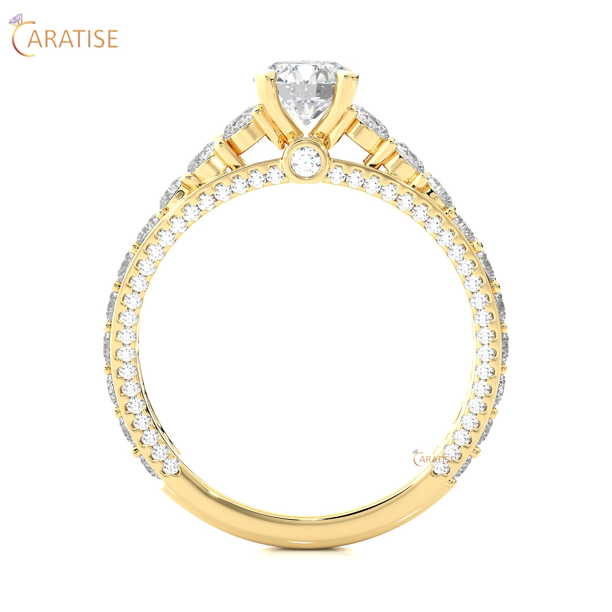 1.79 TDW Round Cut Moissanite Diamond Engagement Ring 925 Silver