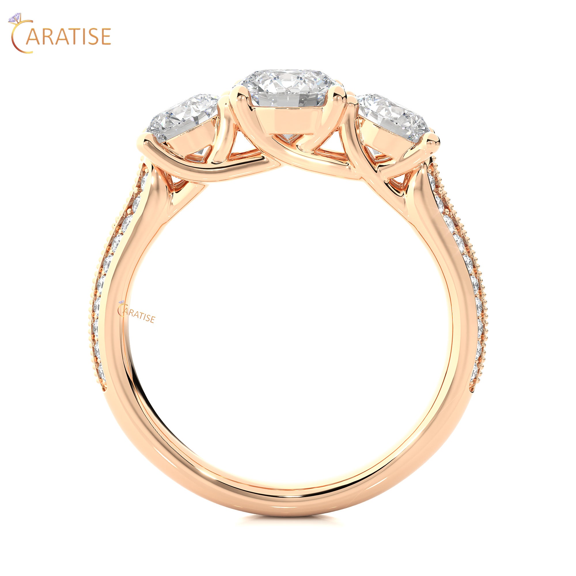 2.23 TDW Round Cut Engagement Moissanite Diamond Ring 925 Silver