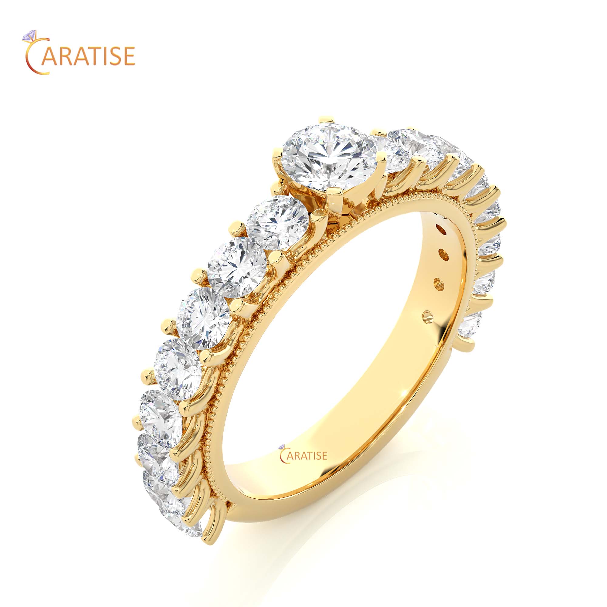 2.53 TDW Round Cut Engagement Moissanite Diamond Ring 925 Silver