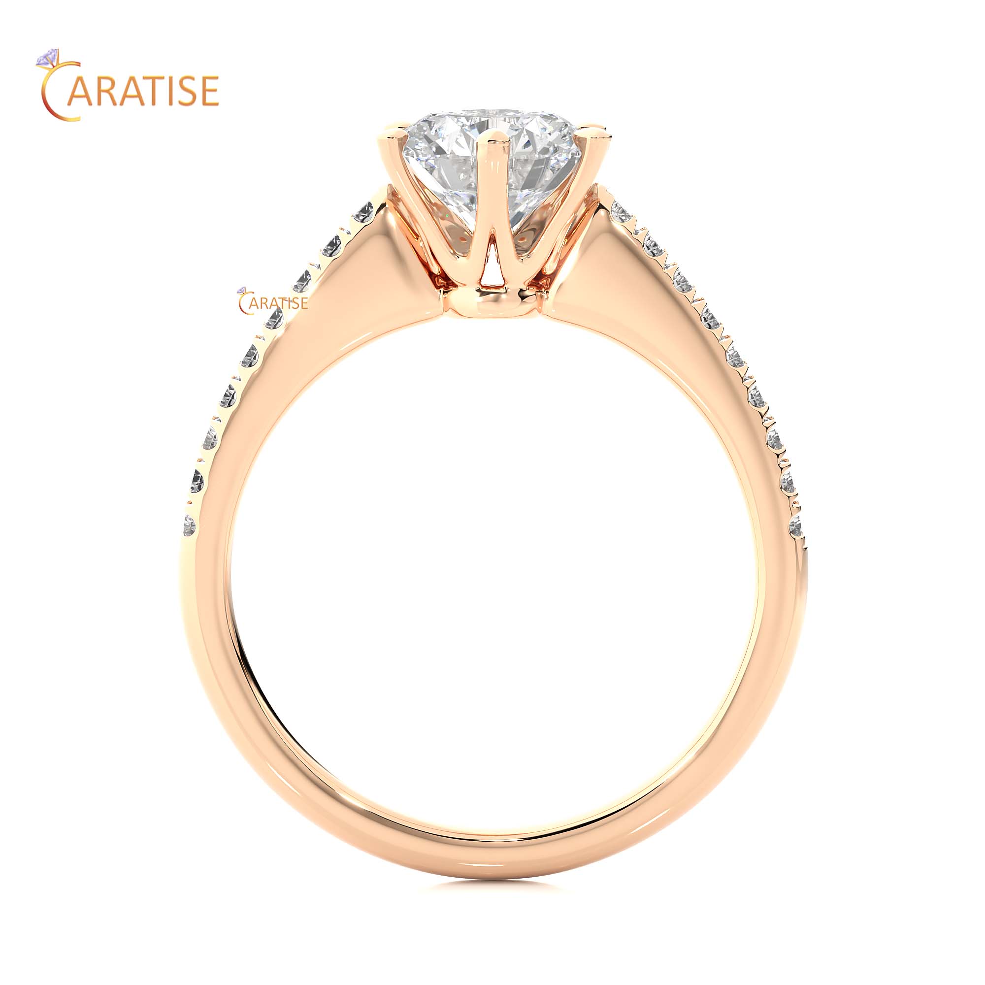 1.47 TDW Round Cut Engagement Moissanite Diamond Ring 925 Silver